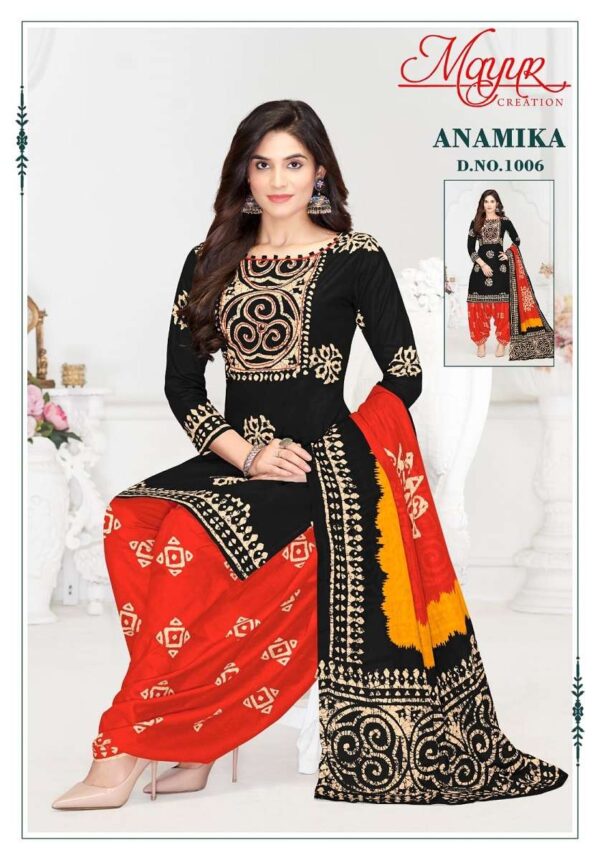Mayur Anamika Vol-1 series 1001-1010 Pure Cotton wholesale suit  Mayur Anamika Vol-1 series 1001-1010 Pure Cotton wholesale suit , Mayur Anamika Vol-1 series 1001-1010 Pure Cotton wholesale suit  surat, Mayur Anamika Vol-1 series 1001-1010 Pure Cotton wholesale suit  new latest catalog, Mayur Anamika Vol-1 series 1001-1010 Pure Cotton wholesale suit  wholesale surat, Mayur Anamika Vol-1 series 1001-1010 Pure Cotton wholesale suit  single, Mayur Anamika Vol-1 series 1001-1010 Pure Cotton wholesale suit  catalog price, Mayur Anamika Vol-1 series 1001-1010 Pure Cotton wholesale suit  salwar suit, Mayur Anamika Vol-1 series 1001-1010 Pure Cotton wholesale suit  dresses, Mayur Anamika Vol-1 series 1001-1010 Pure Cotton wholesale suit  indian salwar suit, Mayur Anamika Vol-1 series 1001-1010 Pure Cotton wholesale suit  dress material mayur anamika vol 1 series 1001 1010 pure cotton wholesale suit 2 2025 04 30 16 09 32 
                     Mayur Anamika Vol-1 series 1001-1010 Pure Cotton wholesale suit 
                     
                     
                     
                     Specification :
                     
                        
                           
						   
								Product Date:
								30-04-2025
							
                             							
								Name:
								Mayur Anamika Vol-1 Series 1001-1010 Pure Cotton Wholesale Suit 
							
																					
								Cname:
								Anamika Vol-1 
							
														
								Brand:
								Mayur Creation
							
							
														
								Total Design:
								10 Pcs
							
														
														
								Per Piece Rate:
								INR 390
							
														
														
								Full Catalog Rate:
								INR 3900								+ (5 % GST) + Shipping Charge
								
							
														
														
								Weight:
								10 Kg
							
																					
								Moq:
								Minimum 10 Pcs
							
														
														
														
								Type:
								Cotton Ladies Suits, Printed Salwar Kameez, Patiyala Salwar Kameez
							
														
							
							
														
								Fabric:
								
									Pure Cotton								
							
																																																								
														
														
														
								Other Details:
								
	
		
			Catalog
			Mayur Anamika Vol-1 – Dress Material
		
		
			Pcs
			10
		
		
			AVG. Price
			390
		
		
			Full Price
			3900
		
		
			Full Price With Gst
			4095
		
		
			Size
			Unstitched,
		
		
			Fabric
			Pure Cotton
		
		
			Initial Delivery
			4 – 5 Working Days
		
		
			Availability
			Ready to Ship
		
		
			Other Details
			
			Top – Pure Cotton Printed – 2.00 Mtrs
			Bottom – Pure Cotton Printed – 2.50 Mtrs
			Dupatta – Pure Cotton Printed – 2.25 Mtrs