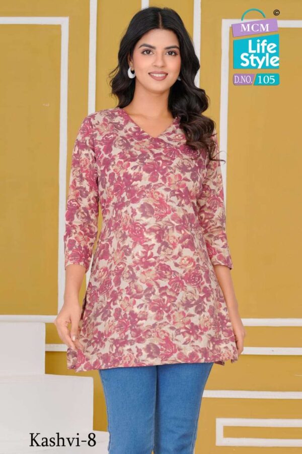 mcm lifestyle - kashvi vol-8   mcm lifestyle kashvi vol 8 101 111 series pure cotton summer wear short top buy wholesale surat 0 2025 05 23 13 24 26.jpg mcm lifestyle kashvi vol-8 101-111 series pure cotton summer wear short top buy wholesale surat Catalogue Name : 23rd May 2025 Name of Product : mcm lifestyle - kashvi vol-8  No of Design : 10 Piece (MOQ : 1 Set) Product Rate Per Piece : ₹ 210 / Per Piece Product Full Catalogue Rate : ₹ 2100 (GST Extra) Full Catalogue Weight : 6 KG Product Type & Size: M | L | XL | XXL | XXXL Product Details: 
					 Introducing our latest designer collection of Fancy Short Tops from MCM Life Style 

KASHVI VOL-8

Quick details for the new Product.

FABRIC Pure Cotton
Designs 10 Designs
Sizes M, L, XL, XXL, 3XL
Delivery : READY 

Price - 210/- + GST 

 STOCK READY 

Thanks & Regards  
MCM Life Style