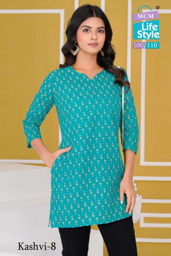 mcm lifestyle - kashvi vol-8   mcm lifestyle kashvi vol 8 101 111 series pure cotton summer wear short top buy wholesale surat 8 2025 05 23 13 24 26.jpg mcm lifestyle kashvi vol-8 101-111 series pure cotton summer wear short top buy wholesale surat Catalogue Name : 23rd May 2025 Name of Product : mcm lifestyle - kashvi vol-8  No of Design : 10 Piece (MOQ : 1 Set) Product Rate Per Piece : ₹ 210 / Per Piece Product Full Catalogue Rate : ₹ 2100 (GST Extra) Full Catalogue Weight : 6 KG Product Type & Size: M | L | XL | XXL | XXXL Product Details: 
					 Introducing our latest designer collection of Fancy Short Tops from MCM Life Style 

KASHVI VOL-8

Quick details for the new Product.

FABRIC Pure Cotton
Designs 10 Designs
Sizes M, L, XL, XXL, 3XL
Delivery : READY 

Price - 210/- + GST 

 STOCK READY 

Thanks & Regards  
MCM Life Style