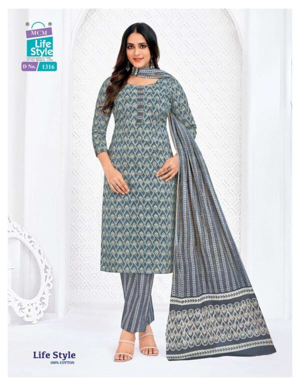 mcm lifestyle - lifestyle vol-13   mcm lifestyle lifestyle vol 13 readymade cotton summer wear salwar kameez online surat 4 2025 05 22 15 22 20.jpg mcm lifestyle lifestyle vol-13 readymade cotton summer wear salwar kameez online surat Catalogue Name : 22nd May 2025 Name of Product : mcm lifestyle - lifestyle vol-13  No of Design : 12 Piece (MOQ : 1 Set) Product Rate Per Piece : ₹ 540 / Per Piece Product Full Catalogue Rate : ₹ 6480 (GST Extra) Full Catalogue Weight : 8 KG Product Type & Size: XS | XL XXL | M | L | XL | XXL | XXXL Product Details: 
					 Dear Esteemed Customer,

 Unveiling our latest Catalogue...

    Life Style Vol-13

 Highlights of the New Collection:
 Designs: 12 (1 Set)
 Packing: Bag Pack

 Updated Prices:
 Mill Pack: ₹ 540 /- (L, XL, XXL)
 M-Size: ₹ 530/-
 3XL Size: ₹ 550/-
 4XL Size: ₹ 560 /-
 5XL Size: ₹ 570 /-

 Dispatch in 3 to 5 days 
  Booking now open!
 Secure your orders and refresh your summer collection today! 

 Warm Regards,
MCM Life Style