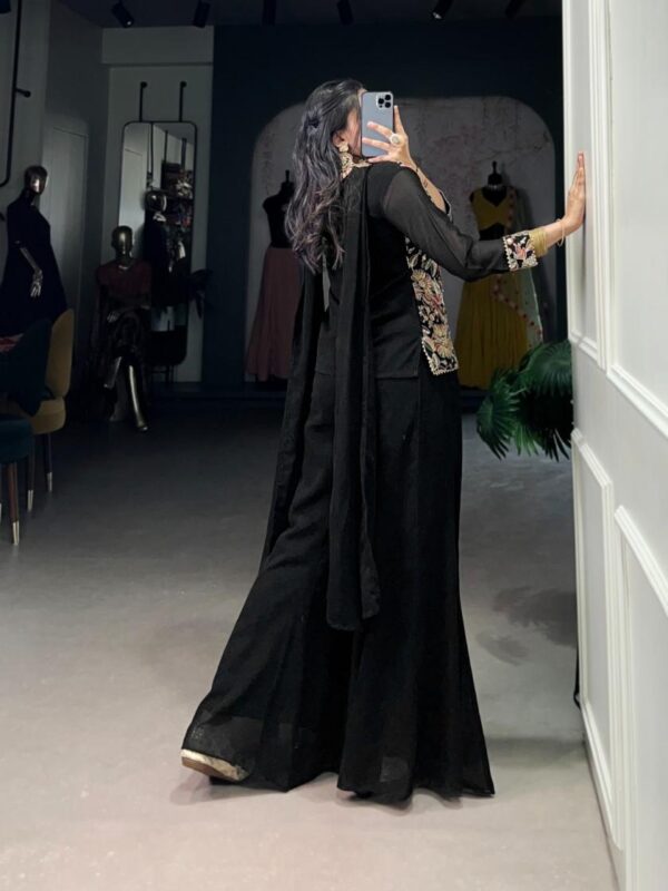 nnk3041 georgette readymade elegance plazzo kurti with dupatta  nnk3041 georgette readymade elegance plazzo kurti with dupatta, nnk3041 georgette readymade elegance plazzo kurti with dupatta surat, nnk3041 georgette readymade elegance plazzo kurti with dupatta new latest catalog, nnk3041 georgette readymade elegance plazzo kurti with dupatta wholesale surat, nnk3041 georgette readymade elegance plazzo kurti with dupatta single, nnk3041 georgette readymade elegance plazzo kurti with dupatta catalog price, nnk3041 georgette readymade elegance plazzo kurti with dupatta salwar suit, nnk3041 georgette readymade elegance plazzo kurti with dupatta dresses, nnk3041 georgette readymade elegance plazzo kurti with dupatta indian salwar suit, nnk3041 georgette readymade elegance plazzo kurti with dupatta dress material nnk3041 georgette readymade elegance plazzo kurti with dupatta 6 2025 05 02 13 02 54 
                     nnk3041 georgette readymade elegance plazzo kurti with dupatta
                     
                     
                     
                     Specification :
                     
                        
                           
						   
								Product Date:
								02-05-2025
							
                             							
								Name:
								Nnk3041 Georgette Readymade Elegance Plazzo Kurti With Dupatta
							
																					
								Cname:
								Nnk3041
							
														
								Brand:
								
							
							
														
								Total Design:
								3 Pcs
							
														
														
								Per Piece Rate:
								INR 1450
							
														
														
								Full Catalog Rate:
								INR 4350								+ (5 % GST) + Shipping Charge
								
							
														
														
								Weight:
								3 Kg
							
																					
								Moq:
								Minimum 3 Pcs
							
														
														
														
								Type:
								Readymade Suits
							
														
							
							
														
								Fabric:
								
									Georgette								
							
																																																								
														
														
														
								Other Details:
								🌷Ethnic Collection🌷

Black never goes out of style – Eid edition. 🖤

NNK3041BLK

Top (Stitched)
Top Fabric : Georgette
Top Work : Sequins and Thread Embroidery Work
Chest : 38 (M) (Support up to 40)
            40 (L) (Support up to 42)
            42 (XL)(Support up to 44)
Waist : 38”
Shoulder : 15"
Length : 22"
Sleeve Length : 20"
Lining : Micro Cotton

Bottom  (Stitched)
Bottom Fabric : Georgette
Bottom Work : Plain
Bottom Stitching : Elastic  
Bottom size : M(38),L(40),XL(42)
Bottom Length : 40

Dupatta
Dupatta Fabric : Georgette
Dupatta Work : Plain With Sequins and Thread Embroidery Work 
Dupatta Length : 2.40Meter

Package Contain : Top, Bottom, Dupatta

Weight : 0.750 kg

Price : 1450/- 