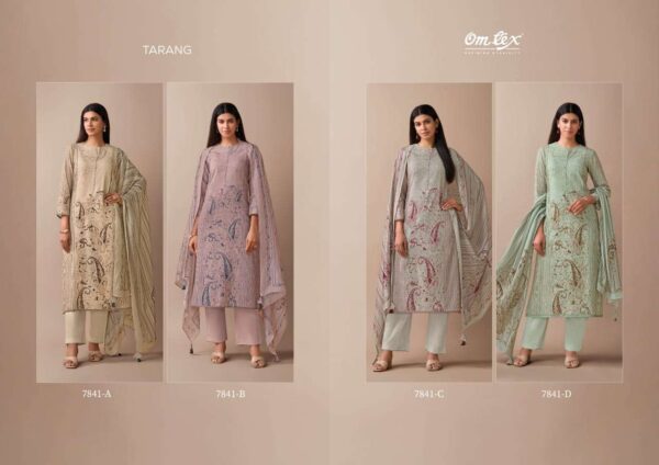 om tex - tarang   omtex tarang linen digital print with handwork latest designer casual wear salwar kameez wholesale surat 4 2025 05 23 15 25 01.jpg omtex tarang linen digital print with handwork latest designer casual wear salwar kameez wholesale surat Catalogue Name : 23rd May 2025 Name of Product : om tex - tarang  No of Design : 4 Piece (MOQ : 1 Set) Product Rate Per Piece : ₹ 1895 / Per Piece Product Full Catalogue Rate : ₹ 7580 (GST Extra) Full Catalogue Weight : 4 KG Product Type & Size: unstitched Product Details: 
					 OMTEX
Presents

TARANG

TOP 
VINTAGE LINEN DIGITAL PRINT WITH HAND WORK
 BOTTOM 
PREMIUM LAWN COTTON
 DUPATTA 
PINE SILK DIGITAL PRINT

RATE:
1895/-