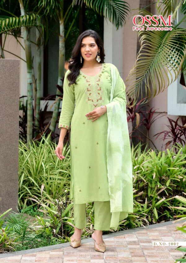 ossm - mantra vol-2   ossm mantra vol 2 2001 2006 series pure cotton embroidered readymade kurti supplier surat 0 2025 05 28 12 38 50.jpg ossm mantra vol-2 2001-2006 series pure cotton embroidered readymade kurti supplier surat Catalogue Name : 28th May 2025 Name of Product : ossm - mantra vol-2  No of Design : 6 Piece (MOQ : 1 Set) Product Rate Per Piece : ₹ 905 / Per Piece Product Full Catalogue Rate : ₹ 5430 (GST Extra) Full Catalogue Weight : 6 KG Product Type & Size: XS | M | L | XL | XXL | XXXL Product Details: 
					 OSSM
Launching New Catalouge

Catalouge :  MANTRA Vol 02

PURE COTTON 3PC SET

Fabric in Top : Pure Cotton 60*60 with Cotton astar
Spec. : Heavy Cotton Embroidery and with pocket
Fabric in Bottom : Pure Cotton
Fabric in Dupatta : Cotton Mal

Sleeves type : 3/4th
No.of Designs : 6
Size : M38, L40, XL42, XXL44, 3XL46, 4XL
Length : 44

Rate : 905+ GST 5%


FEELING AWESOME
THANK YOU