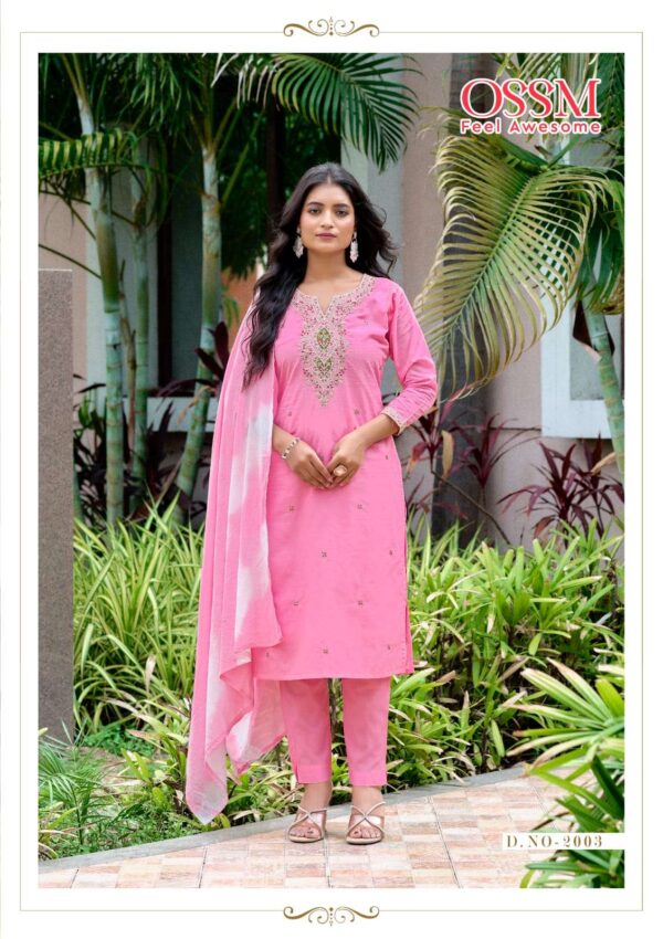 ossm - mantra vol-2   ossm mantra vol 2 2001 2006 series pure cotton embroidered readymade kurti supplier surat 3 2025 05 28 12 38 50.jpg ossm mantra vol-2 2001-2006 series pure cotton embroidered readymade kurti supplier surat Catalogue Name : 28th May 2025 Name of Product : ossm - mantra vol-2  No of Design : 6 Piece (MOQ : 1 Set) Product Rate Per Piece : ₹ 905 / Per Piece Product Full Catalogue Rate : ₹ 5430 (GST Extra) Full Catalogue Weight : 6 KG Product Type & Size: XS | M | L | XL | XXL | XXXL Product Details: 
					 OSSM
Launching New Catalouge

Catalouge :  MANTRA Vol 02

PURE COTTON 3PC SET

Fabric in Top : Pure Cotton 60*60 with Cotton astar
Spec. : Heavy Cotton Embroidery and with pocket
Fabric in Bottom : Pure Cotton
Fabric in Dupatta : Cotton Mal

Sleeves type : 3/4th
No.of Designs : 6
Size : M38, L40, XL42, XXL44, 3XL46, 4XL
Length : 44

Rate : 905+ GST 5%


FEELING AWESOME
THANK YOU