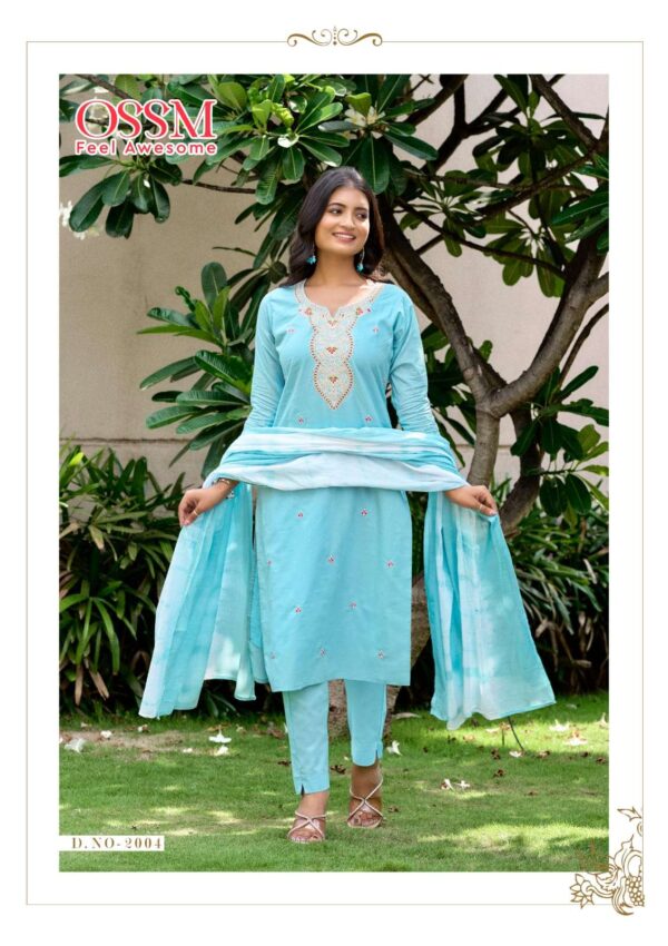 ossm - mantra vol-2   ossm mantra vol 2 2001 2006 series pure cotton embroidered readymade kurti supplier surat 6 2025 05 28 12 38 51.jpg ossm mantra vol-2 2001-2006 series pure cotton embroidered readymade kurti supplier surat Catalogue Name : 28th May 2025 Name of Product : ossm - mantra vol-2  No of Design : 6 Piece (MOQ : 1 Set) Product Rate Per Piece : ₹ 905 / Per Piece Product Full Catalogue Rate : ₹ 5430 (GST Extra) Full Catalogue Weight : 6 KG Product Type & Size: XS | M | L | XL | XXL | XXXL Product Details: 
					 OSSM
Launching New Catalouge

Catalouge :  MANTRA Vol 02

PURE COTTON 3PC SET

Fabric in Top : Pure Cotton 60*60 with Cotton astar
Spec. : Heavy Cotton Embroidery and with pocket
Fabric in Bottom : Pure Cotton
Fabric in Dupatta : Cotton Mal

Sleeves type : 3/4th
No.of Designs : 6
Size : M38, L40, XL42, XXL44, 3XL46, 4XL
Length : 44

Rate : 905+ GST 5%


FEELING AWESOME
THANK YOU