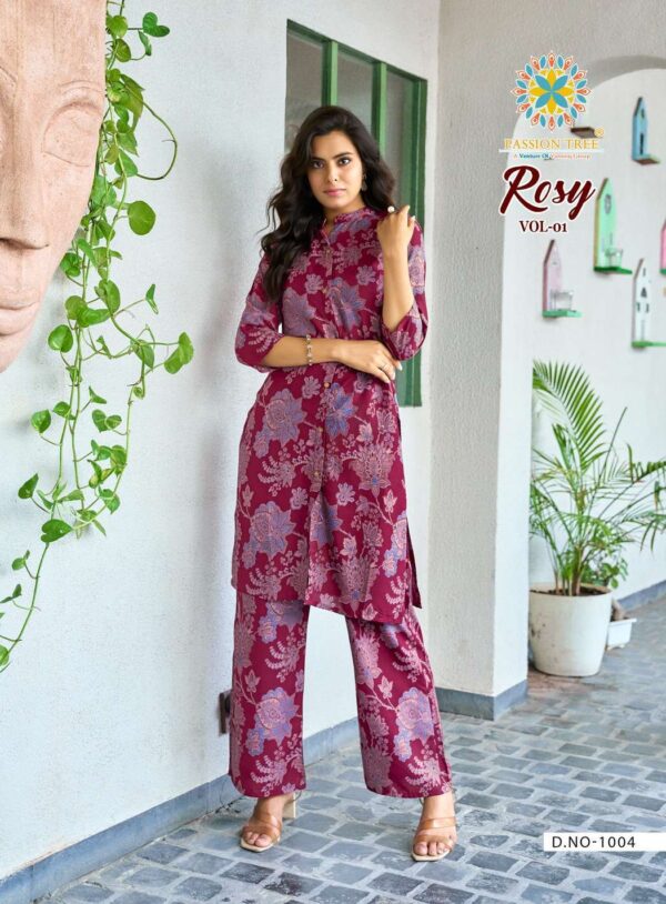 passion tree  - rosy vol-1   passion tree rosy vol 1 1001 1008 series latest stylish readymade kurti with plazo buy wholesale surat 2 2025 05 23 13 36 30.jpg passion tree rosy vol-1 1001-1008 series latest stylish readymade kurti with plazo buy wholesale surat Catalogue Name : 23rd May 2025 Name of Product : passion tree  - rosy vol-1   No of Design : 8 Piece (MOQ : 1 Set) Product Rate Per Piece : ₹ 440 / Per Piece Product Full Catalogue Rate : ₹ 3520 (GST Extra) Full Catalogue Weight : 8 KG Product Type & Size: XS | XL XXL | S | M | L | XL | XXL | XXXL Product Details: 
					 PASSION TREE


Catalogue name: 
 ROSY VOL-1
(2Pcs CONCEPT)

Details:

Pattern :- STRAIGHT TOP WITH Palazzo PANT 

Fabrics - 
 Heavy Printed Reyon With Discharge Print
 Classy Prints

Size - S M L XL 2XL 3XL 4XL 5XL

 Length 38 TO 40

Designs - 8 pcs

Price :- 440/- + gst

hurryyy uppp
Book your order now