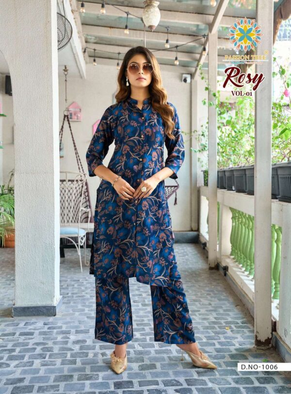 passion tree  - rosy vol-1   passion tree rosy vol 1 1001 1008 series latest stylish readymade kurti with plazo buy wholesale surat 4 2025 05 23 13 36 30.jpg passion tree rosy vol-1 1001-1008 series latest stylish readymade kurti with plazo buy wholesale surat Catalogue Name : 23rd May 2025 Name of Product : passion tree  - rosy vol-1   No of Design : 8 Piece (MOQ : 1 Set) Product Rate Per Piece : ₹ 440 / Per Piece Product Full Catalogue Rate : ₹ 3520 (GST Extra) Full Catalogue Weight : 8 KG Product Type & Size: XS | XL XXL | S | M | L | XL | XXL | XXXL Product Details: 
					 PASSION TREE


Catalogue name: 
 ROSY VOL-1
(2Pcs CONCEPT)

Details:

Pattern :- STRAIGHT TOP WITH Palazzo PANT 

Fabrics - 
 Heavy Printed Reyon With Discharge Print
 Classy Prints

Size - S M L XL 2XL 3XL 4XL 5XL

 Length 38 TO 40

Designs - 8 pcs

Price :- 440/- + gst

hurryyy uppp
Book your order now