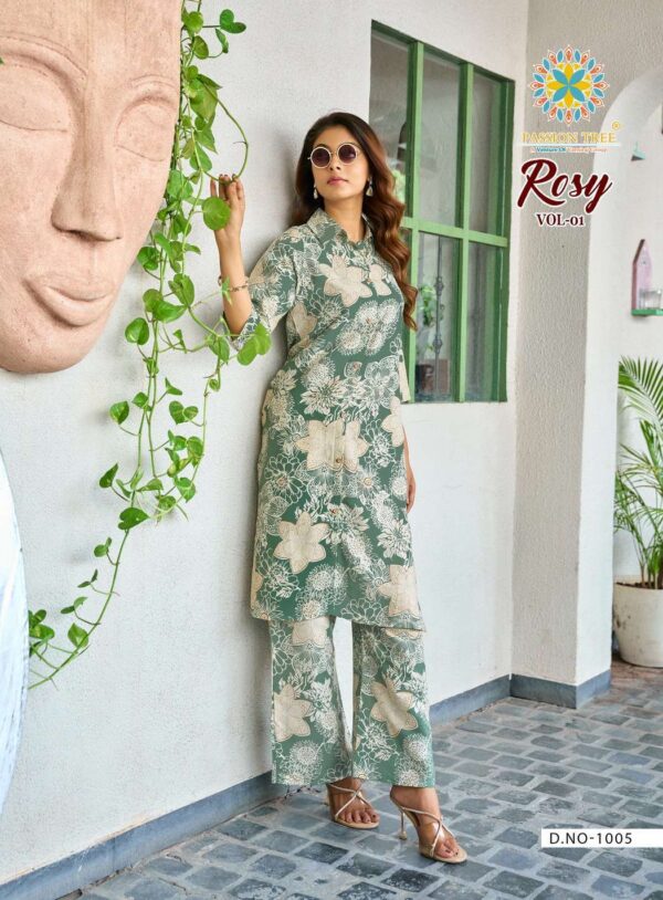 passion tree  - rosy vol-1   passion tree rosy vol 1 1001 1008 series latest stylish readymade kurti with plazo buy wholesale surat 7 2025 05 23 13 36 30.jpg passion tree rosy vol-1 1001-1008 series latest stylish readymade kurti with plazo buy wholesale surat Catalogue Name : 23rd May 2025 Name of Product : passion tree  - rosy vol-1   No of Design : 8 Piece (MOQ : 1 Set) Product Rate Per Piece : ₹ 440 / Per Piece Product Full Catalogue Rate : ₹ 3520 (GST Extra) Full Catalogue Weight : 8 KG Product Type & Size: XS | XL XXL | S | M | L | XL | XXL | XXXL Product Details: 
					 PASSION TREE


Catalogue name: 
 ROSY VOL-1
(2Pcs CONCEPT)

Details:

Pattern :- STRAIGHT TOP WITH Palazzo PANT 

Fabrics - 
 Heavy Printed Reyon With Discharge Print
 Classy Prints

Size - S M L XL 2XL 3XL 4XL 5XL

 Length 38 TO 40

Designs - 8 pcs

Price :- 440/- + gst

hurryyy uppp
Book your order now
