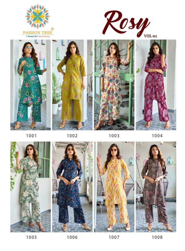 passion tree  - rosy vol-1   passion tree rosy vol 1 1001 1008 series latest stylish readymade kurti with plazo buy wholesale surat 8 2025 05 23 13 36 30.jpg passion tree rosy vol-1 1001-1008 series latest stylish readymade kurti with plazo buy wholesale surat Catalogue Name : 23rd May 2025 Name of Product : passion tree  - rosy vol-1   No of Design : 8 Piece (MOQ : 1 Set) Product Rate Per Piece : ₹ 440 / Per Piece Product Full Catalogue Rate : ₹ 3520 (GST Extra) Full Catalogue Weight : 8 KG Product Type & Size: XS | XL XXL | S | M | L | XL | XXL | XXXL Product Details: 
					 PASSION TREE


Catalogue name: 
 ROSY VOL-1
(2Pcs CONCEPT)

Details:

Pattern :- STRAIGHT TOP WITH Palazzo PANT 

Fabrics - 
 Heavy Printed Reyon With Discharge Print
 Classy Prints

Size - S M L XL 2XL 3XL 4XL 5XL

 Length 38 TO 40

Designs - 8 pcs

Price :- 440/- + gst

hurryyy uppp
Book your order now