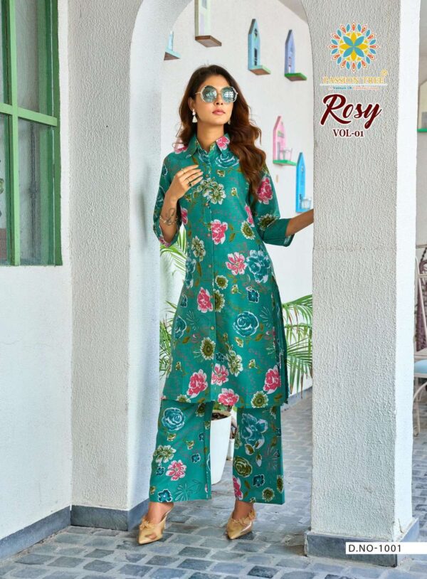 passion tree  - rosy vol-1   passion tree rosy vol 1 1001 1008 series latest stylish readymade kurti with plazo buy wholesale surat 9 2025 05 23 13 36 30.jpg passion tree rosy vol-1 1001-1008 series latest stylish readymade kurti with plazo buy wholesale surat Catalogue Name : 23rd May 2025 Name of Product : passion tree  - rosy vol-1   No of Design : 8 Piece (MOQ : 1 Set) Product Rate Per Piece : ₹ 440 / Per Piece Product Full Catalogue Rate : ₹ 3520 (GST Extra) Full Catalogue Weight : 8 KG Product Type & Size: XS | XL XXL | S | M | L | XL | XXL | XXXL Product Details: 
					 PASSION TREE


Catalogue name: 
 ROSY VOL-1
(2Pcs CONCEPT)

Details:

Pattern :- STRAIGHT TOP WITH Palazzo PANT 

Fabrics - 
 Heavy Printed Reyon With Discharge Print
 Classy Prints

Size - S M L XL 2XL 3XL 4XL 5XL

 Length 38 TO 40

Designs - 8 pcs

Price :- 440/- + gst

hurryyy uppp
Book your order now