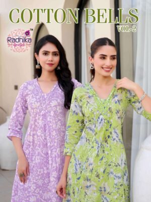 radhika lifestyle - cotton bells vol-2   radhika lifestyle cotton bells vol 2 2001 2008 series cotton summer wear readymade kurti with plazo.jpeg