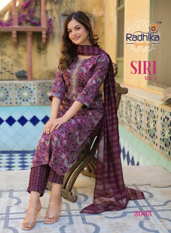 radhika lifestyle siri vol 3 series 3001-3008 rayon capsule wholesale suit  radhika lifestyle siri vol 3 series 3001-3008 rayon capsule wholesale suit , radhika lifestyle siri vol 3 series 3001-3008 rayon capsule wholesale suit  surat, radhika lifestyle siri vol 3 series 3001-3008 rayon capsule wholesale suit  new latest catalog, radhika lifestyle siri vol 3 series 3001-3008 rayon capsule wholesale suit  wholesale surat, radhika lifestyle siri vol 3 series 3001-3008 rayon capsule wholesale suit  single, radhika lifestyle siri vol 3 series 3001-3008 rayon capsule wholesale suit  catalog price, radhika lifestyle siri vol 3 series 3001-3008 rayon capsule wholesale suit  salwar suit, radhika lifestyle siri vol 3 series 3001-3008 rayon capsule wholesale suit  dresses, radhika lifestyle siri vol 3 series 3001-3008 rayon capsule wholesale suit  indian salwar suit, radhika lifestyle siri vol 3 series 3001-3008 rayon capsule wholesale suit  dress material radhika lifestyle siri vol 3 series 3001 3008 rayon capsule wholesale suit 3 2025 05 02 16 40 46 
                     radhika lifestyle siri vol 3 series 3001-3008 rayon capsule wholesale suit 
                     
                     
                     
                     Specification :
                     
                        
                           
						   
								Product Date:
								02-05-2025
							
                             							
								Name:
								Radhika Lifestyle Siri Vol 3 Series 3001-3008 Rayon Capsule Wholesale Suit 
							
																					
								Cname:
								 Siri Vol 3 
							
														
								Brand:
								Radhika Fashion
							
							
														
								Total Design:
								8 Pcs
							
														
														
								Per Piece Rate:
								INR 499
							
														
														
								Full Catalog Rate:
								INR 3992								+ (5 % GST) + Shipping Charge
								
							
														
														
								Weight:
								8 Kg
							
																					
								Moq:
								Minimum 8 Pcs
							
														
														
														
								Type:
								Designer Salwar Kameez, Readymade Suits
							
														
							
							
														
								Fabric:
								
									Fancy Rayon								
							
																																																								
														
														
														
								Other Details:
								
	
		
			
			RADHIKA lifestyle  

			Catloug name : SIRI VOL 3            
			Kurti pant dupptta

			✨Details
			👗Fabrics - REYON CAPSULE FOIL PRINT
			DUPPTTA CHANDERI JACQUARD

			🎗Size -  S(18)M(19) L(20) XL(21) XXL(22) 3xl(23)
			  
			🌈 Length --> 45 to 46📐

			☣Designs- 8

			RATE :- 499➕GST*
			 