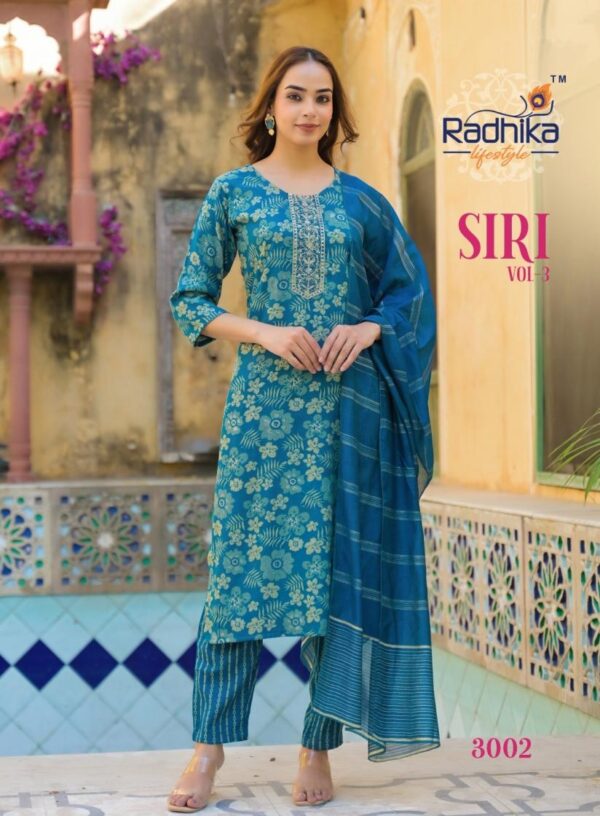 radhika lifestyle siri vol 3 series 3001-3008 rayon capsule wholesale suit  radhika lifestyle siri vol 3 series 3001-3008 rayon capsule wholesale suit , radhika lifestyle siri vol 3 series 3001-3008 rayon capsule wholesale suit  surat, radhika lifestyle siri vol 3 series 3001-3008 rayon capsule wholesale suit  new latest catalog, radhika lifestyle siri vol 3 series 3001-3008 rayon capsule wholesale suit  wholesale surat, radhika lifestyle siri vol 3 series 3001-3008 rayon capsule wholesale suit  single, radhika lifestyle siri vol 3 series 3001-3008 rayon capsule wholesale suit  catalog price, radhika lifestyle siri vol 3 series 3001-3008 rayon capsule wholesale suit  salwar suit, radhika lifestyle siri vol 3 series 3001-3008 rayon capsule wholesale suit  dresses, radhika lifestyle siri vol 3 series 3001-3008 rayon capsule wholesale suit  indian salwar suit, radhika lifestyle siri vol 3 series 3001-3008 rayon capsule wholesale suit  dress material radhika lifestyle siri vol 3 series 3001 3008 rayon capsule wholesale suit 5 2025 05 02 16 40 46 
                     radhika lifestyle siri vol 3 series 3001-3008 rayon capsule wholesale suit 
                     
                     
                     
                     Specification :
                     
                        
                           
						   
								Product Date:
								02-05-2025
							
                             							
								Name:
								Radhika Lifestyle Siri Vol 3 Series 3001-3008 Rayon Capsule Wholesale Suit 
							
																					
								Cname:
								 Siri Vol 3 
							
														
								Brand:
								Radhika Fashion
							
							
														
								Total Design:
								8 Pcs
							
														
														
								Per Piece Rate:
								INR 499
							
														
														
								Full Catalog Rate:
								INR 3992								+ (5 % GST) + Shipping Charge
								
							
														
														
								Weight:
								8 Kg
							
																					
								Moq:
								Minimum 8 Pcs
							
														
														
														
								Type:
								Designer Salwar Kameez, Readymade Suits
							
														
							
							
														
								Fabric:
								
									Fancy Rayon								
							
																																																								
														
														
														
								Other Details:
								
	
		
			
			RADHIKA lifestyle  

			Catloug name : SIRI VOL 3            
			Kurti pant dupptta

			✨Details
			👗Fabrics - REYON CAPSULE FOIL PRINT
			DUPPTTA CHANDERI JACQUARD

			🎗Size -  S(18)M(19) L(20) XL(21) XXL(22) 3xl(23)
			  
			🌈 Length --> 45 to 46📐

			☣Designs- 8

			RATE :- 499➕GST*
			 