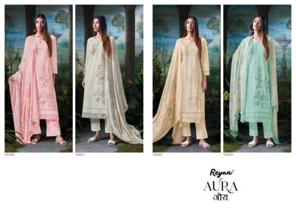 reyna aura series 10320-10323 SUPERIOR COTTON wholesale suit  reyna aura series 10320-10323 SUPERIOR COTTON wholesale suit, reyna aura series 10320-10323 SUPERIOR COTTON wholesale suit surat, reyna aura series 10320-10323 SUPERIOR COTTON wholesale suit new latest catalog, reyna aura series 10320-10323 SUPERIOR COTTON wholesale suit wholesale surat, reyna aura series 10320-10323 SUPERIOR COTTON wholesale suit single, reyna aura series 10320-10323 SUPERIOR COTTON wholesale suit catalog price, reyna aura series 10320-10323 SUPERIOR COTTON wholesale suit salwar suit, reyna aura series 10320-10323 SUPERIOR COTTON wholesale suit dresses, reyna aura series 10320-10323 SUPERIOR COTTON wholesale suit indian salwar suit, reyna aura series 10320-10323 SUPERIOR COTTON wholesale suit dress material reyna aura series 10320 10323 superior cotton wholesale suit 4 2025 04 30 15 54 23 
                     reyna aura series 10320-10323 SUPERIOR COTTON wholesale suit
                     
                     
                     
                     Specification :
                     
                        
                           
						   
								Product Date:
								30-04-2025
							
                             							
								Name:
								Reyna Aura Series 10320-10323 Superior Cotton Wholesale Suit
							
																					
								Cname:
								Aura
							
														
								Brand:
								
							
							
														
								Total Design:
								4 Pcs
							
														
														
								Per Piece Rate:
								INR 1495
							
														
														
								Full Catalog Rate:
								INR 5980								+ (5 % GST) + Shipping Charge
								
							
														
														
								Weight:
								4 Kg
							
																					
								Moq:
								Minimum 4 Pcs
							
														
														
														
								Type:
								Cotton Ladies Suits, Pakistani Salwar Kameez, Printed Salwar Kameez
							
														
							
							
														
								Fabric:
								
									Cotton								
							
																																																								
														
														
														
								Other Details:
								
	
		
			
			REYNA
			Presents
			-
			AURA

			TOP
			SUPERIOR COTTON PRINT WITH HEAVY EMBROIDERY ALL OVER AND BORRER
			EMBROIDERY WITH SCALLOP ON DAMAN AND
			SLEEVES

			BOTTOM
			SUPERIOR COTTON SOLID WITH PRINT ANKLE PATTA

			DUPATTA
			PURE MUSLIN DIGITAL PRINT WITH TASSELS
			ON ALL SIDES

			RATE:
			1495/-