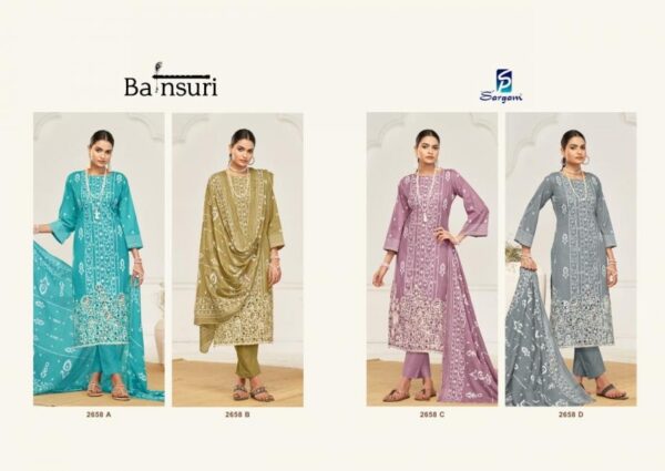 sargam bansuri series 2658 cotton wholesale suit  sargam bansuri series 2658 cotton wholesale suit , sargam bansuri series 2658 cotton wholesale suit  surat, sargam bansuri series 2658 cotton wholesale suit  new latest catalog, sargam bansuri series 2658 cotton wholesale suit  wholesale surat, sargam bansuri series 2658 cotton wholesale suit  single, sargam bansuri series 2658 cotton wholesale suit  catalog price, sargam bansuri series 2658 cotton wholesale suit  salwar suit, sargam bansuri series 2658 cotton wholesale suit  dresses, sargam bansuri series 2658 cotton wholesale suit  indian salwar suit, sargam bansuri series 2658 cotton wholesale suit  dress material sargam bansuri series 2658 cotton wholesale suit 3 2025 05 02 12 31 13 
                     sargam bansuri series 2658 cotton wholesale suit 
                     
                     
                     
                     Specification :
                     
                        
                           
						   
								Product Date:
								02-05-2025
							
                             							
								Name:
								Sargam Bansuri Series 2658 Cotton Wholesale Suit 
							
																					
								Cname:
								Bansuri 
							
														
								Brand:
								Sargam Prints
							
							
														
								Total Design:
								4 Pcs
							
														
														
								Per Piece Rate:
								INR 999
							
														
														
								Full Catalog Rate:
								INR 3996								+ (5 % GST) + Shipping Charge
								
							
														
														
								Weight:
								4 Kg
							
																					
								Moq:
								Minimum 4 Pcs
							
														
														
														
								Type:
								Cotton Ladies Suits, Printed Salwar Kameez
							
														
							
							
														
								Fabric:
								
									Cotton								
							
																																																								
														
														
														
								Other Details:
								🥇🥇🥇SARGAM  🥇🥇🥇
  
 A PREMIUM  SUMMER COLLETION OF SUITS.
                      
           🔵* BANSURI *🔵
                      

            🥇 Fabrics details🥇

👗*Top:- Pure Cotton Block Prints With Lazer Cut Embroidery Daman


🇮🇳*Dupatta: - Pure Mal Mal Coton Block Prints With Lace


👖*Bottom: - Cotton Solid Dyed


💰*Price:- ₹999/-Ex

📦Designes:- 4 Pcs