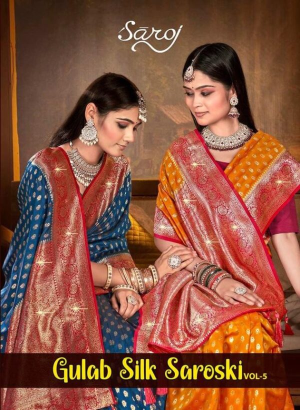 Saroj Gulaab Silk swarovski vol.5 series 1001-1006 soft silk wholesale saree  Saroj Gulaab Silk swarovski vol.5 series 1001-1006 soft silk wholesale saree, Saroj Gulaab Silk swarovski vol.5 series 1001-1006 soft silk wholesale saree surat, Saroj Gulaab Silk swarovski vol.5 series 1001-1006 soft silk wholesale saree new latest catalog, Saroj Gulaab Silk swarovski vol.5 series 1001-1006 soft silk wholesale saree wholesale surat, Saroj Gulaab Silk swarovski vol.5 series 1001-1006 soft silk wholesale saree single, Saroj Gulaab Silk swarovski vol.5 series 1001-1006 soft silk wholesale saree catalog price, Saroj Gulaab Silk swarovski vol.5 series 1001-1006 soft silk wholesale saree salwar suit, Saroj Gulaab Silk swarovski vol.5 series 1001-1006 soft silk wholesale saree dresses, Saroj Gulaab Silk swarovski vol.5 series 1001-1006 soft silk wholesale saree indian salwar suit, Saroj Gulaab Silk swarovski vol.5 series 1001-1006 soft silk wholesale saree dress material saroj gulaab silk swarovski vol 5 series 1001 1006 soft silk wholesale saree 2025 05 12 09 36 37 
                     Saroj Gulaab Silk swarovski vol.5 series 1001-1006 soft silk wholesale saree
                     
                     
                     
                     Specification :
                     
                        
                           
						   
								Product Date:
								12-05-2025
							
                             							
								Name:
								Saroj Gulaab Silk Swarovski Vol.5 Series 1001-1006 Soft Silk Wholesale Saree
							
																					
								Cname:
								Gulaab Silk Swarovski Vol.5 
							
														
								Brand:
								Saroj Textile
							
							
														
								Total Design:
								6 Pcs
							
														
														
								Per Piece Rate:
								INR 1115
							
														
														
								Full Catalog Rate:
								INR 6690								+ (5 % GST) + Shipping Charge
								
							
														
														
								Weight:
								6 Kg
							
																					
								Moq:
								Minimum 6 Pcs
							
														
														
														
								Type:
								Silk Saree
							
														
							
							
														
								Fabric:
								
									Soft Silk								
							
																																																								
														
														
														
								Other Details:
								Gulaab Silk Swaroski vol.5

Soft Silk Contrast Rich Pallu With Heavy Swaroski Work

Rate-₹1115/- 