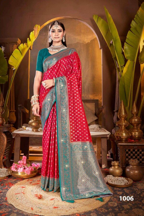 Saroj Gulaab Silk swarovski vol.5 series 1001-1006 soft silk wholesale saree  Saroj Gulaab Silk swarovski vol.5 series 1001-1006 soft silk wholesale saree, Saroj Gulaab Silk swarovski vol.5 series 1001-1006 soft silk wholesale saree surat, Saroj Gulaab Silk swarovski vol.5 series 1001-1006 soft silk wholesale saree new latest catalog, Saroj Gulaab Silk swarovski vol.5 series 1001-1006 soft silk wholesale saree wholesale surat, Saroj Gulaab Silk swarovski vol.5 series 1001-1006 soft silk wholesale saree single, Saroj Gulaab Silk swarovski vol.5 series 1001-1006 soft silk wholesale saree catalog price, Saroj Gulaab Silk swarovski vol.5 series 1001-1006 soft silk wholesale saree salwar suit, Saroj Gulaab Silk swarovski vol.5 series 1001-1006 soft silk wholesale saree dresses, Saroj Gulaab Silk swarovski vol.5 series 1001-1006 soft silk wholesale saree indian salwar suit, Saroj Gulaab Silk swarovski vol.5 series 1001-1006 soft silk wholesale saree dress material saroj gulaab silk swarovski vol 5 series 1001 1006 soft silk wholesale saree 7 2025 05 12 09 36 37 
                     Saroj Gulaab Silk swarovski vol.5 series 1001-1006 soft silk wholesale saree
                     
                     
                     
                     Specification :
                     
                        
                           
						   
								Product Date:
								12-05-2025
							
                             							
								Name:
								Saroj Gulaab Silk Swarovski Vol.5 Series 1001-1006 Soft Silk Wholesale Saree
							
																					
								Cname:
								Gulaab Silk Swarovski Vol.5 
							
														
								Brand:
								Saroj Textile
							
							
														
								Total Design:
								6 Pcs
							
														
														
								Per Piece Rate:
								INR 1115
							
														
														
								Full Catalog Rate:
								INR 6690								+ (5 % GST) + Shipping Charge
								
							
														
														
								Weight:
								6 Kg
							
																					
								Moq:
								Minimum 6 Pcs
							
														
														
														
								Type:
								Silk Saree
							
														
							
							
														
								Fabric:
								
									Soft Silk								
							
																																																								
														
														
														
								Other Details:
								Gulaab Silk Swaroski vol.5

Soft Silk Contrast Rich Pallu With Heavy Swaroski Work

Rate-₹1115/- 
