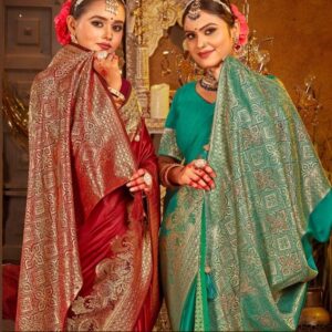 Saroj Rajvaibhav satin sarovski vol.1 series 1001-1004 satin silk wholesale saree