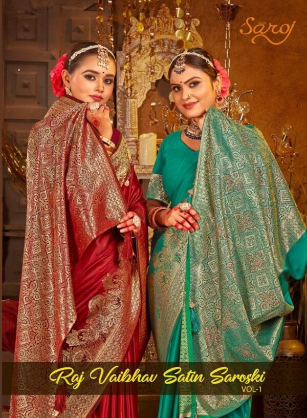 Saroj Rajvaibhav satin sarovski vol.1 series 1001-1004 satin silk wholesale saree  Saroj Rajvaibhav satin sarovski vol.1 series 1001-1004 satin silk wholesale saree, Saroj Rajvaibhav satin sarovski vol.1 series 1001-1004 satin silk wholesale saree surat, Saroj Rajvaibhav satin sarovski vol.1 series 1001-1004 satin silk wholesale saree new latest catalog, Saroj Rajvaibhav satin sarovski vol.1 series 1001-1004 satin silk wholesale saree wholesale surat, Saroj Rajvaibhav satin sarovski vol.1 series 1001-1004 satin silk wholesale saree single, Saroj Rajvaibhav satin sarovski vol.1 series 1001-1004 satin silk wholesale saree catalog price, Saroj Rajvaibhav satin sarovski vol.1 series 1001-1004 satin silk wholesale saree salwar suit, Saroj Rajvaibhav satin sarovski vol.1 series 1001-1004 satin silk wholesale saree dresses, Saroj Rajvaibhav satin sarovski vol.1 series 1001-1004 satin silk wholesale saree indian salwar suit, Saroj Rajvaibhav satin sarovski vol.1 series 1001-1004 satin silk wholesale saree dress material saroj rajvaibhav satin sarovski vol 1 series 1001 1004 satin silk wholesale saree 2025 05 03 19 57 4 
                     Saroj Rajvaibhav satin sarovski vol.1 series 1001-1004 satin silk wholesale saree
                     
                     
                     
                     Specification :
                     
                        
                           
						   
								Product Date:
								03-05-2025
							
                             							
								Name:
								Saroj Rajvaibhav Satin Sarovski Vol.1 Series 1001-1004 Satin Silk Wholesale Saree
							
																					
								Cname:
								 Rajvaibhav Satin Sarovski Vol.1
							
														
								Brand:
								Saroj Textile
							
							
														
								Total Design:
								4 Pcs
							
														
														
								Per Piece Rate:
								INR 1475
							
														
														
								Full Catalog Rate:
								INR 5900								+ (5 % GST) + Shipping Charge
								
							
														
														
								Weight:
								4 Kg
							
																					
								Moq:
								Minimum 4 Pcs
							
														
														
														
								Type:
								Silk Saree
							
														
							
							
														
								Fabric:
								
									Satin Silk								
							
																																																								
														
														
														
								Other Details:
								
	
		
			
			RajVaibhav Sattin Swaroski Vol.1
			 

			Pure Sattin Silk With Swarovski Rich Pallu Saree

			Rate-1475

			 