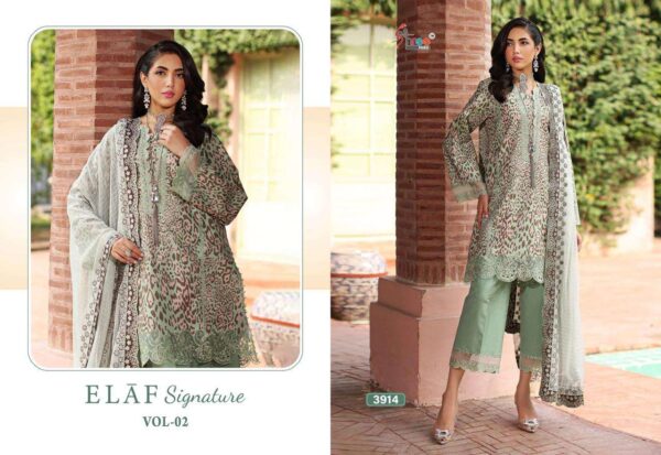 shree fabs - elaf signature vol 2   shree fabs elaf signature vol 2 heavy embroidered designer salwar kameez wholesale surat 0 2025 05 19 11 14 49.jpg shree fabs elaf signature vol 2 heavy embroidered designer salwar kameez wholesale surat Catalogue Name : 19th May 2025 Name of Product : shree fabs - elaf signature vol 2  No of Design : 6 Piece (MOQ : 1 Set) Product Rate Per Piece : ₹ 750 / Per Piece Product Full Catalogue Rate : ₹ 4500 (GST Extra) Full Catalogue Weight : 6 KG Product Type & Size: unstitched Product Details: 
					 *ELAF SIGNATURE VOL-02*

TOP pure lawn cotton print with heavy patch Embrodery 

Bottom semi lawn print / dyed

Duppta siffon 

Designs 6

Rate 750 + gst siffon

        

SHREE FABS SURAT
