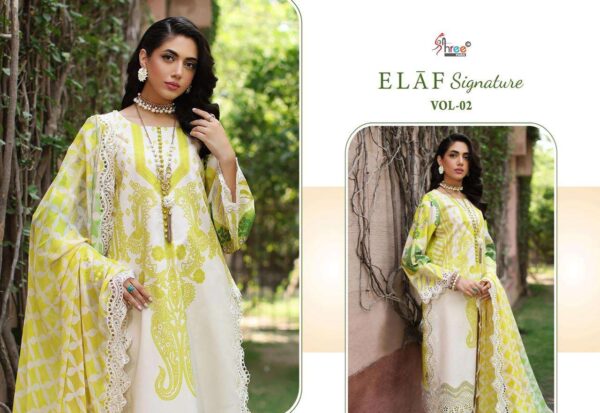 shree fabs - elaf signature vol 2   shree fabs elaf signature vol 2 heavy embroidered designer salwar kameez wholesale surat 1 2025 05 19 11 14 49.jpg shree fabs elaf signature vol 2 heavy embroidered designer salwar kameez wholesale surat Catalogue Name : 19th May 2025 Name of Product : shree fabs - elaf signature vol 2  No of Design : 6 Piece (MOQ : 1 Set) Product Rate Per Piece : ₹ 750 / Per Piece Product Full Catalogue Rate : ₹ 4500 (GST Extra) Full Catalogue Weight : 6 KG Product Type & Size: unstitched Product Details: 
					 *ELAF SIGNATURE VOL-02*

TOP pure lawn cotton print with heavy patch Embrodery 

Bottom semi lawn print / dyed

Duppta siffon 

Designs 6

Rate 750 + gst siffon

        

SHREE FABS SURAT