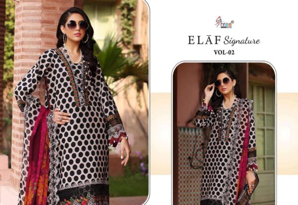 shree fabs - elaf signature vol 2   shree fabs elaf signature vol 2 heavy embroidered designer salwar kameez wholesale surat 11 2025 05 19 11 14 49.jpg shree fabs elaf signature vol 2 heavy embroidered designer salwar kameez wholesale surat Catalogue Name : 19th May 2025 Name of Product : shree fabs - elaf signature vol 2  No of Design : 6 Piece (MOQ : 1 Set) Product Rate Per Piece : ₹ 750 / Per Piece Product Full Catalogue Rate : ₹ 4500 (GST Extra) Full Catalogue Weight : 6 KG Product Type & Size: unstitched Product Details: 
					 *ELAF SIGNATURE VOL-02*

TOP pure lawn cotton print with heavy patch Embrodery 

Bottom semi lawn print / dyed

Duppta siffon 

Designs 6

Rate 750 + gst siffon

        

SHREE FABS SURAT