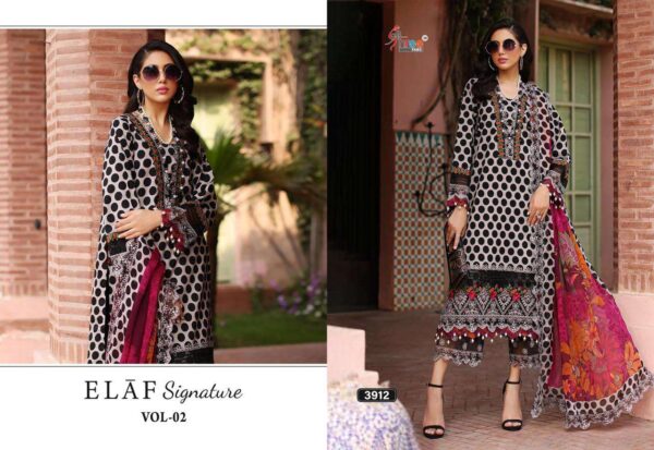 shree fabs - elaf signature vol 2   shree fabs elaf signature vol 2 heavy embroidered designer salwar kameez wholesale surat 6 2025 05 19 11 14 49.jpg shree fabs elaf signature vol 2 heavy embroidered designer salwar kameez wholesale surat Catalogue Name : 19th May 2025 Name of Product : shree fabs - elaf signature vol 2  No of Design : 6 Piece (MOQ : 1 Set) Product Rate Per Piece : ₹ 750 / Per Piece Product Full Catalogue Rate : ₹ 4500 (GST Extra) Full Catalogue Weight : 6 KG Product Type & Size: unstitched Product Details: 
					 *ELAF SIGNATURE VOL-02*

TOP pure lawn cotton print with heavy patch Embrodery 

Bottom semi lawn print / dyed

Duppta siffon 

Designs 6

Rate 750 + gst siffon

        

SHREE FABS SURAT