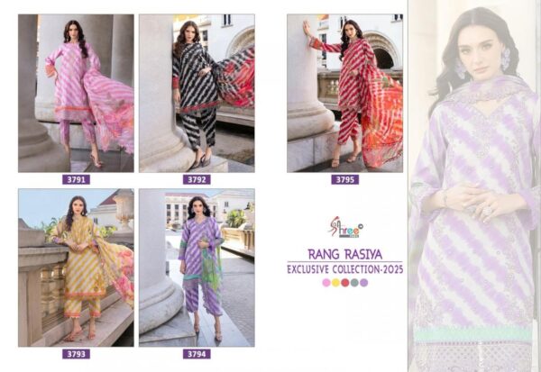 shree fabs rang rasiya series 3791-3795 cotton wholesale suit  shree fabs rang rasiya series 3791-3795 cotton wholesale suit , shree fabs rang rasiya series 3791-3795 cotton wholesale suit  surat, shree fabs rang rasiya series 3791-3795 cotton wholesale suit  new latest catalog, shree fabs rang rasiya series 3791-3795 cotton wholesale suit  wholesale surat, shree fabs rang rasiya series 3791-3795 cotton wholesale suit  single, shree fabs rang rasiya series 3791-3795 cotton wholesale suit  catalog price, shree fabs rang rasiya series 3791-3795 cotton wholesale suit  salwar suit, shree fabs rang rasiya series 3791-3795 cotton wholesale suit  dresses, shree fabs rang rasiya series 3791-3795 cotton wholesale suit  indian salwar suit, shree fabs rang rasiya series 3791-3795 cotton wholesale suit  dress material shree fabs rang rasiya series 3791 3795 cotton wholesale suit 11 2025 05 06 14 22 10 
                     shree fabs rang rasiya series 3791-3795 cotton wholesale suit 
                     
                     
                     
                     Specification :
                     
                        
                           
						   
								Product Date:
								06-05-2025
							
                             							
								Name:
								Shree Fabs Rang Rasiya Series 3791-3795 Cotton Wholesale Suit 
							
																					
								Cname:
								Rang Rasiya
							
														
								Brand:
								Shree Fab
							
							
														
								Total Design:
								5 Pcs
							
														
														
								Per Piece Rate:
								INR 899
							
														
														
								Full Catalog Rate:
								INR 4495								+ (5 % GST) + Shipping Charge
								
							
														
														
								Weight:
								5 Kg
							
																					
								Moq:
								Minimum 5 Pcs
							
														
														
														
								Type:
								Pakistani Salwar Kameez, Printed Salwar Kameez
							
														
							
							
														
								Fabric:
								
									Cotton								
							
																																																								
														
														
														
								Other Details:
								
	
		
			
			Rang rasiya exclusive collection-2025 

			Top pure cotton print with SELF Embroidery & patch work

			Bottom semi lawn

			Duppta siffon/ cotton print with EMBROIDERED

			Designs 5

			Rate 850 + gst siffon

			         899 + gst cotton

			Shree fabs surat©️