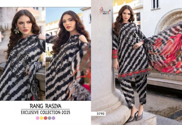 shree fabs rang rasiya series 3791-3795 cotton wholesale suit  shree fabs rang rasiya series 3791-3795 cotton wholesale suit , shree fabs rang rasiya series 3791-3795 cotton wholesale suit  surat, shree fabs rang rasiya series 3791-3795 cotton wholesale suit  new latest catalog, shree fabs rang rasiya series 3791-3795 cotton wholesale suit  wholesale surat, shree fabs rang rasiya series 3791-3795 cotton wholesale suit  single, shree fabs rang rasiya series 3791-3795 cotton wholesale suit  catalog price, shree fabs rang rasiya series 3791-3795 cotton wholesale suit  salwar suit, shree fabs rang rasiya series 3791-3795 cotton wholesale suit  dresses, shree fabs rang rasiya series 3791-3795 cotton wholesale suit  indian salwar suit, shree fabs rang rasiya series 3791-3795 cotton wholesale suit  dress material shree fabs rang rasiya series 3791 3795 cotton wholesale suit 4 2025 05 06 14 22 10 
                     shree fabs rang rasiya series 3791-3795 cotton wholesale suit 
                     
                     
                     
                     Specification :
                     
                        
                           
						   
								Product Date:
								06-05-2025
							
                             							
								Name:
								Shree Fabs Rang Rasiya Series 3791-3795 Cotton Wholesale Suit 
							
																					
								Cname:
								Rang Rasiya
							
														
								Brand:
								Shree Fab
							
							
														
								Total Design:
								5 Pcs
							
														
														
								Per Piece Rate:
								INR 899
							
														
														
								Full Catalog Rate:
								INR 4495								+ (5 % GST) + Shipping Charge
								
							
														
														
								Weight:
								5 Kg
							
																					
								Moq:
								Minimum 5 Pcs
							
														
														
														
								Type:
								Pakistani Salwar Kameez, Printed Salwar Kameez
							
														
							
							
														
								Fabric:
								
									Cotton								
							
																																																								
														
														
														
								Other Details:
								
	
		
			
			Rang rasiya exclusive collection-2025 

			Top pure cotton print with SELF Embroidery & patch work

			Bottom semi lawn

			Duppta siffon/ cotton print with EMBROIDERED

			Designs 5

			Rate 850 + gst siffon

			         899 + gst cotton

			Shree fabs surat©️