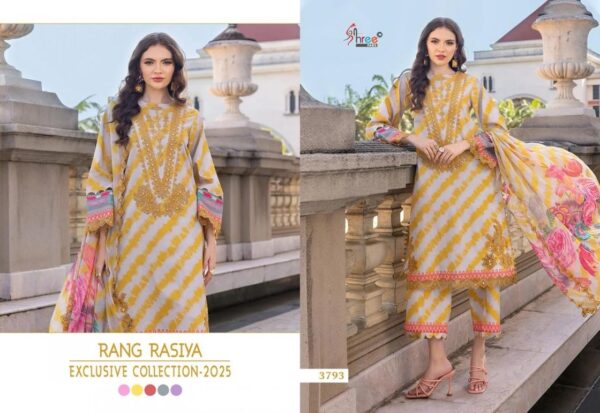 shree fabs rang rasiya series 3791-3795 cotton wholesale suit  shree fabs rang rasiya series 3791-3795 cotton wholesale suit , shree fabs rang rasiya series 3791-3795 cotton wholesale suit  surat, shree fabs rang rasiya series 3791-3795 cotton wholesale suit  new latest catalog, shree fabs rang rasiya series 3791-3795 cotton wholesale suit  wholesale surat, shree fabs rang rasiya series 3791-3795 cotton wholesale suit  single, shree fabs rang rasiya series 3791-3795 cotton wholesale suit  catalog price, shree fabs rang rasiya series 3791-3795 cotton wholesale suit  salwar suit, shree fabs rang rasiya series 3791-3795 cotton wholesale suit  dresses, shree fabs rang rasiya series 3791-3795 cotton wholesale suit  indian salwar suit, shree fabs rang rasiya series 3791-3795 cotton wholesale suit  dress material shree fabs rang rasiya series 3791 3795 cotton wholesale suit 6 2025 05 06 14 22 10 
                     shree fabs rang rasiya series 3791-3795 cotton wholesale suit 
                     
                     
                     
                     Specification :
                     
                        
                           
						   
								Product Date:
								06-05-2025
							
                             							
								Name:
								Shree Fabs Rang Rasiya Series 3791-3795 Cotton Wholesale Suit 
							
																					
								Cname:
								Rang Rasiya
							
														
								Brand:
								Shree Fab
							
							
														
								Total Design:
								5 Pcs
							
														
														
								Per Piece Rate:
								INR 899
							
														
														
								Full Catalog Rate:
								INR 4495								+ (5 % GST) + Shipping Charge
								
							
														
														
								Weight:
								5 Kg
							
																					
								Moq:
								Minimum 5 Pcs
							
														
														
														
								Type:
								Pakistani Salwar Kameez, Printed Salwar Kameez
							
														
							
							
														
								Fabric:
								
									Cotton								
							
																																																								
														
														
														
								Other Details:
								
	
		
			
			Rang rasiya exclusive collection-2025 

			Top pure cotton print with SELF Embroidery & patch work

			Bottom semi lawn

			Duppta siffon/ cotton print with EMBROIDERED

			Designs 5

			Rate 850 + gst siffon

			         899 + gst cotton

			Shree fabs surat©️