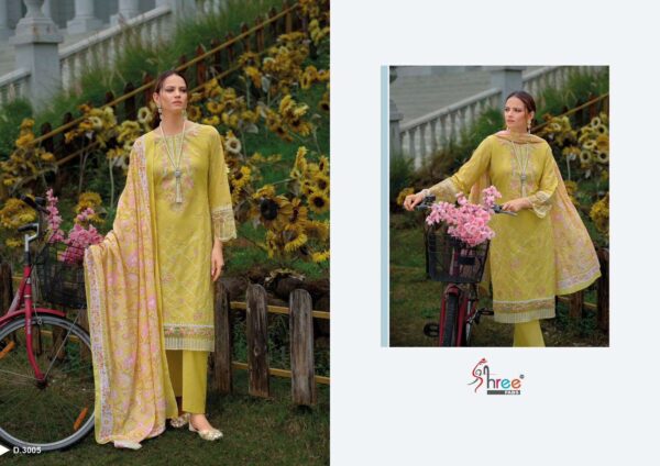 shree fabs - tasrif vol-3   shree fabs tasrif vol 3 3001 3006 series cotton with embroidered salwar suit wholesaler surat 8 2025 05 27 15 52 43.jpg shree fabs tasrif vol-3 3001-3006 series cotton with embroidered salwar suit wholesaler surat Catalogue Name : 27th May 2025 Name of Product : shree fabs - tasrif vol-3  No of Design : 6 Piece (MOQ : 1 Set) Product Rate Per Piece : ₹ 1099 / Per Piece Product Full Catalogue Rate : ₹ 6594 (GST Extra) Full Catalogue Weight : 6 KG Product Type & Size: unstitched Product Details: 
					 TASRIF PREMIUM EMBRODERD LAWN DUPATTA VOL-3*

TOP 
PURE LAWN COTTON WITH HEAVY SELF EMBRODERY 

BOTTOM 
SEMILAWN

DUPPTA 
DIGITAL PRINT CHIFFON 

DESIGNS 6

RATE:- 1099 + gst CHIFFON 
   
      

Shree fabs surat©️