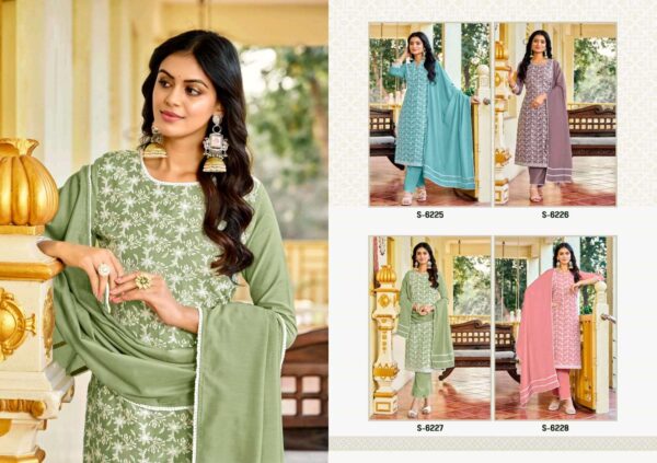 subhash - vinisha   subhash vinisha 6225 6228 series chinon exclusive designer casual wear salwar kameez supplier surat 3 2025 05 29 12 24 26.jpg subhash vinisha 6225-6228 series chinon exclusive designer casual wear salwar kameez supplier surat Catalogue Name : 29th May 2025 Name of Product : subhash - vinisha  No of Design : 4 Piece (MOQ : 1 Set) Product Rate Per Piece : ₹ 999 / Per Piece Product Full Catalogue Rate : ₹ 3996 (GST Extra) Full Catalogue Weight : 4 KG Product Type & Size: M | L | XL | XXL Product Details: 
					 
SUBHASH SAREES
SBS MODETHNIC FASHION

Catalogue VINISHA 


 Concept 3 PCS

 FABRIC
 TOP-CHINON
PANT- CHINON
DUPATTA-CHINON
RATE   999/-
WITH COTTON INNER

4DESIGNS 

SIZES - M(38), L(40), XL(42), 2XL(44)