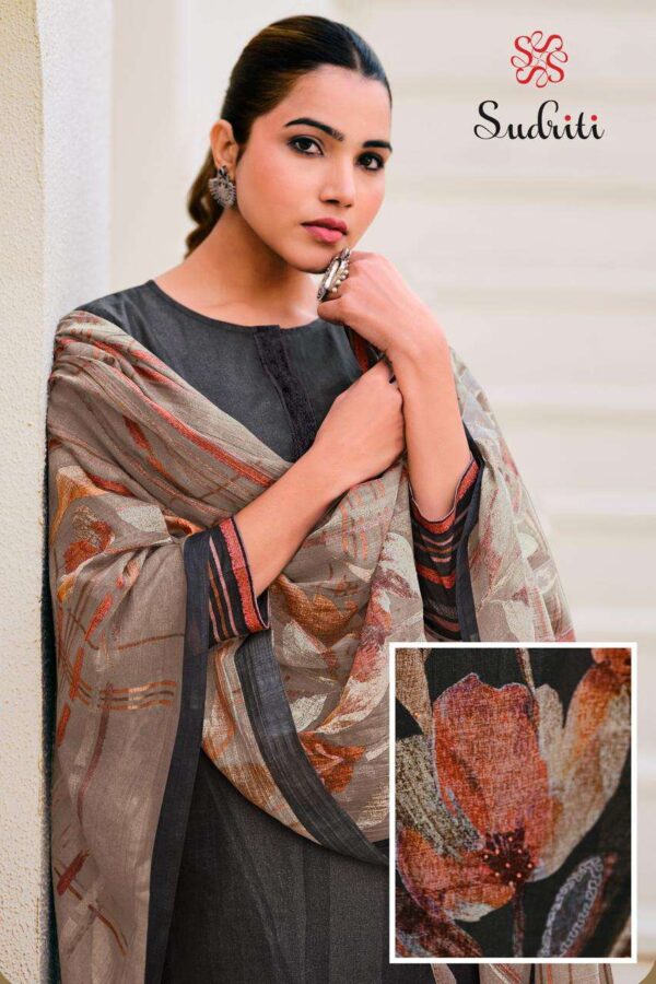 sudriti - noor   sudriti noor latest trending designer salwar kameez wholesale price surat gujarat 11 2025 02 11 20 36 09.jpg sudriti noor latest trending designer salwar kameez wholesale price surat gujarat Catalogue Name : 26th May 2025 Name of Product : sudriti - noor  No of Design : 6 Piece (MOQ : 1 Set) Product Rate Per Piece : ₹ 995 / Per Piece Product Full Catalogue Rate : ₹ 5970 (GST Extra) Full Catalogue Weight : 6 KG Product Type & Size: unstitched Product Details: 
					 SUDRITI*
Presents
-
*NOOR*

TOP - PURE COTTON LAWN DIGITAL PRINT WITH HAND WORK
NECK PATTI ORGANZA SILK DYED EMBEROIDARY

BOTTOM - COTTON

DUPATTA - PURE COTTON DIGITAL PRINTED DUPATTA

*RATE:*
995/-