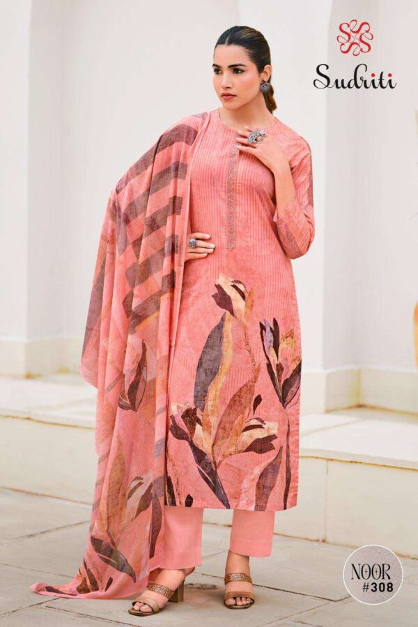 sudriti - noor   sudriti noor latest trending designer salwar kameez wholesale price surat gujarat 2 2025 02 11 20 36 08.jpg sudriti noor latest trending designer salwar kameez wholesale price surat gujarat Catalogue Name : 26th May 2025 Name of Product : sudriti - noor  No of Design : 6 Piece (MOQ : 1 Set) Product Rate Per Piece : ₹ 995 / Per Piece Product Full Catalogue Rate : ₹ 5970 (GST Extra) Full Catalogue Weight : 6 KG Product Type & Size: unstitched Product Details: 
					 SUDRITI*
Presents
-
*NOOR*

TOP - PURE COTTON LAWN DIGITAL PRINT WITH HAND WORK
NECK PATTI ORGANZA SILK DYED EMBEROIDARY

BOTTOM - COTTON

DUPATTA - PURE COTTON DIGITAL PRINTED DUPATTA

*RATE:*
995/-