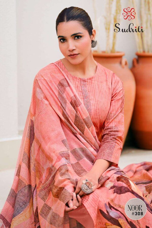 sudriti - noor   sudriti noor latest trending designer salwar kameez wholesale price surat gujarat 3 2025 02 11 20 36 09.jpg sudriti noor latest trending designer salwar kameez wholesale price surat gujarat Catalogue Name : 26th May 2025 Name of Product : sudriti - noor  No of Design : 6 Piece (MOQ : 1 Set) Product Rate Per Piece : ₹ 995 / Per Piece Product Full Catalogue Rate : ₹ 5970 (GST Extra) Full Catalogue Weight : 6 KG Product Type & Size: unstitched Product Details: 
					 SUDRITI*
Presents
-
*NOOR*

TOP - PURE COTTON LAWN DIGITAL PRINT WITH HAND WORK
NECK PATTI ORGANZA SILK DYED EMBEROIDARY

BOTTOM - COTTON

DUPATTA - PURE COTTON DIGITAL PRINTED DUPATTA

*RATE:*
995/-