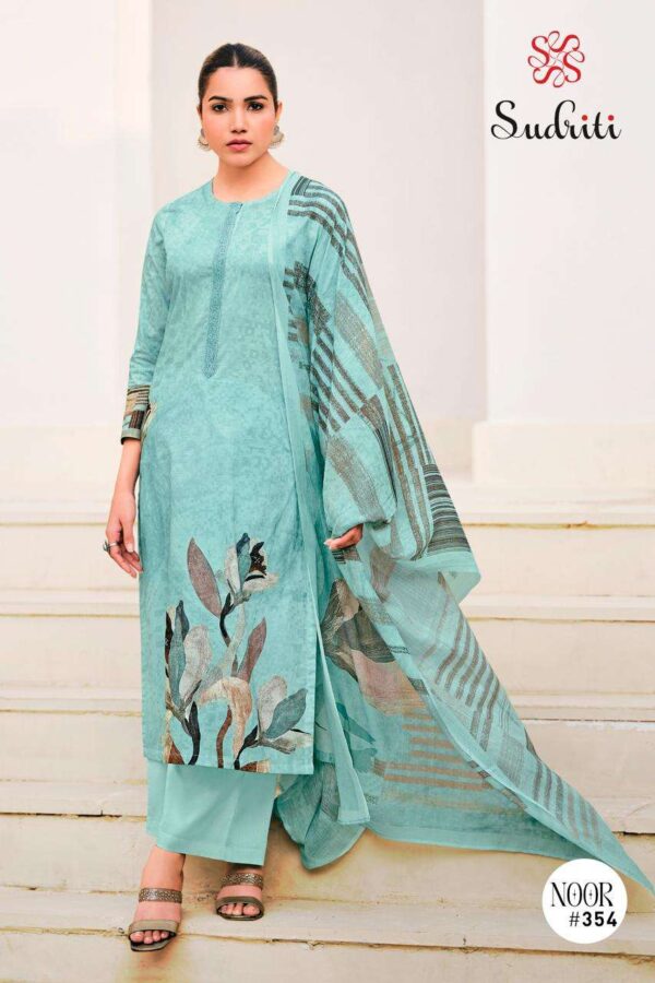 sudriti - noor   sudriti noor latest trending designer salwar kameez wholesale price surat gujarat 4 2025 02 11 20 36 09.jpg sudriti noor latest trending designer salwar kameez wholesale price surat gujarat Catalogue Name : 26th May 2025 Name of Product : sudriti - noor  No of Design : 6 Piece (MOQ : 1 Set) Product Rate Per Piece : ₹ 995 / Per Piece Product Full Catalogue Rate : ₹ 5970 (GST Extra) Full Catalogue Weight : 6 KG Product Type & Size: unstitched Product Details: 
					 SUDRITI*
Presents
-
*NOOR*

TOP - PURE COTTON LAWN DIGITAL PRINT WITH HAND WORK
NECK PATTI ORGANZA SILK DYED EMBEROIDARY

BOTTOM - COTTON

DUPATTA - PURE COTTON DIGITAL PRINTED DUPATTA

*RATE:*
995/-