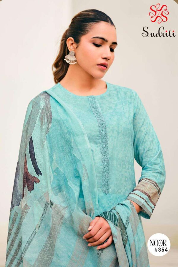 sudriti - noor   sudriti noor latest trending designer salwar kameez wholesale price surat gujarat 5 2025 02 11 20 36 09.jpg sudriti noor latest trending designer salwar kameez wholesale price surat gujarat Catalogue Name : 26th May 2025 Name of Product : sudriti - noor  No of Design : 6 Piece (MOQ : 1 Set) Product Rate Per Piece : ₹ 995 / Per Piece Product Full Catalogue Rate : ₹ 5970 (GST Extra) Full Catalogue Weight : 6 KG Product Type & Size: unstitched Product Details: 
					 SUDRITI*
Presents
-
*NOOR*

TOP - PURE COTTON LAWN DIGITAL PRINT WITH HAND WORK
NECK PATTI ORGANZA SILK DYED EMBEROIDARY

BOTTOM - COTTON

DUPATTA - PURE COTTON DIGITAL PRINTED DUPATTA

*RATE:*
995/-