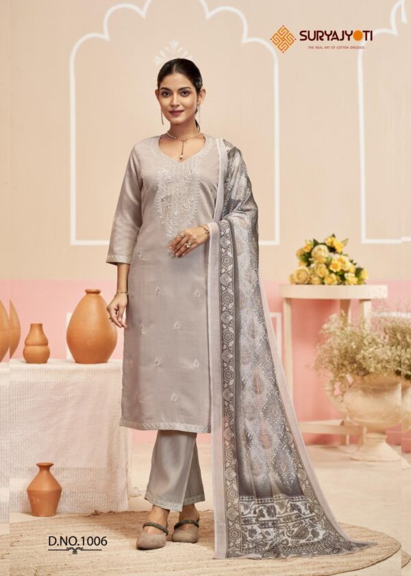 suryajyoti parineeti vol 1 series 1001-1006 roman modal silk wholesale suit  suryajyoti parineeti vol 1 series 1001-1006 roman modal silk wholesale suit , suryajyoti parineeti vol 1 series 1001-1006 roman modal silk wholesale suit  surat, suryajyoti parineeti vol 1 series 1001-1006 roman modal silk wholesale suit  new latest catalog, suryajyoti parineeti vol 1 series 1001-1006 roman modal silk wholesale suit  wholesale surat, suryajyoti parineeti vol 1 series 1001-1006 roman modal silk wholesale suit  single, suryajyoti parineeti vol 1 series 1001-1006 roman modal silk wholesale suit  catalog price, suryajyoti parineeti vol 1 series 1001-1006 roman modal silk wholesale suit  salwar suit, suryajyoti parineeti vol 1 series 1001-1006 roman modal silk wholesale suit  dresses, suryajyoti parineeti vol 1 series 1001-1006 roman modal silk wholesale suit  indian salwar suit, suryajyoti parineeti vol 1 series 1001-1006 roman modal silk wholesale suit  dress material suryajyoti parineeti vol 1 series 1001 1006 roman modal silk wholesale suit 2 2025 05 02 16 30 18 
                     suryajyoti parineeti vol 1 series 1001-1006 roman modal silk wholesale suit 
                     
                     
                     
                     Specification :
                     
                        
                           
						   
								Product Date:
								02-05-2025
							
                             							
								Name:
								Suryajyoti Parineeti Vol 1 Series 1001-1006 Roman Modal Silk Wholesale Suit 
							
																					
								Cname:
								Parineeti Vol 1
							
														
								Brand:
								Suryajyoti
							
							
														
								Total Design:
								6 Pcs
							
														
														
								Per Piece Rate:
								INR 715
							
														
														
								Full Catalog Rate:
								INR 4290								+ (5 % GST) + Shipping Charge
								
							
														
														
								Weight:
								6 Kg
							
																					
								Moq:
								Minimum 6 Pcs
							
														
														
														
								Type:
								Cotton Ladies Suits, Printed Salwar Kameez, Readymade Suits
							
														
							
							
														
								Fabric:
								
									Modal Silk								
							
																																																								
														
														
														
								Other Details:
								👫DEAR CUSTOMER👫

🙏WELCOME TO SURYAJYOTI

😍LAUNCHING OF SURYAJYOTI’S READYMADE NEW CATALOG

📕CATALOGUE:- PARINEETI VOL-1

👗TOP:- ROMAN MODAL SILK WITH NECK N FULL TOP EMBROIDERY WORK

🧣DUPATTA:- CHANDERI DIGITAL PRINT

👖BOTTOM:- ROMAN MODAL SILK WITH WORK

👚👖TOP BOTTOM BOTH STITCH
FULLY STITCHED👖👚

SIZE:- M L XL XXL 3XL
             WITH INNER

💸RATE:- 715/-

🧳PACKING:- EXCLUSIVE POUCH WITH BAG PACK

Always with you...👍
Team SURYAJYOTI
THANKS SIR/MADAM..🤝