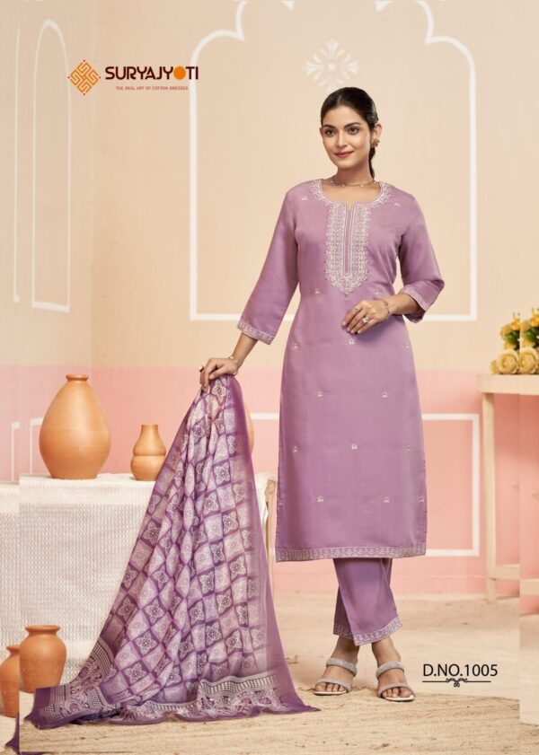 suryajyoti parineeti vol 1 series 1001-1006 roman modal silk wholesale suit  suryajyoti parineeti vol 1 series 1001-1006 roman modal silk wholesale suit , suryajyoti parineeti vol 1 series 1001-1006 roman modal silk wholesale suit  surat, suryajyoti parineeti vol 1 series 1001-1006 roman modal silk wholesale suit  new latest catalog, suryajyoti parineeti vol 1 series 1001-1006 roman modal silk wholesale suit  wholesale surat, suryajyoti parineeti vol 1 series 1001-1006 roman modal silk wholesale suit  single, suryajyoti parineeti vol 1 series 1001-1006 roman modal silk wholesale suit  catalog price, suryajyoti parineeti vol 1 series 1001-1006 roman modal silk wholesale suit  salwar suit, suryajyoti parineeti vol 1 series 1001-1006 roman modal silk wholesale suit  dresses, suryajyoti parineeti vol 1 series 1001-1006 roman modal silk wholesale suit  indian salwar suit, suryajyoti parineeti vol 1 series 1001-1006 roman modal silk wholesale suit  dress material suryajyoti parineeti vol 1 series 1001 1006 roman modal silk wholesale suit 3 2025 05 02 16 30 18 
                     suryajyoti parineeti vol 1 series 1001-1006 roman modal silk wholesale suit 
                     
                     
                     
                     Specification :
                     
                        
                           
						   
								Product Date:
								02-05-2025
							
                             							
								Name:
								Suryajyoti Parineeti Vol 1 Series 1001-1006 Roman Modal Silk Wholesale Suit 
							
																					
								Cname:
								Parineeti Vol 1
							
														
								Brand:
								Suryajyoti
							
							
														
								Total Design:
								6 Pcs
							
														
														
								Per Piece Rate:
								INR 715
							
														
														
								Full Catalog Rate:
								INR 4290								+ (5 % GST) + Shipping Charge
								
							
														
														
								Weight:
								6 Kg
							
																					
								Moq:
								Minimum 6 Pcs
							
														
														
														
								Type:
								Cotton Ladies Suits, Printed Salwar Kameez, Readymade Suits
							
														
							
							
														
								Fabric:
								
									Modal Silk								
							
																																																								
														
														
														
								Other Details:
								👫DEAR CUSTOMER👫

🙏WELCOME TO SURYAJYOTI

😍LAUNCHING OF SURYAJYOTI’S READYMADE NEW CATALOG

📕CATALOGUE:- PARINEETI VOL-1

👗TOP:- ROMAN MODAL SILK WITH NECK N FULL TOP EMBROIDERY WORK

🧣DUPATTA:- CHANDERI DIGITAL PRINT

👖BOTTOM:- ROMAN MODAL SILK WITH WORK

👚👖TOP BOTTOM BOTH STITCH
FULLY STITCHED👖👚

SIZE:- M L XL XXL 3XL
             WITH INNER

💸RATE:- 715/-

🧳PACKING:- EXCLUSIVE POUCH WITH BAG PACK

Always with you...👍
Team SURYAJYOTI
THANKS SIR/MADAM..🤝