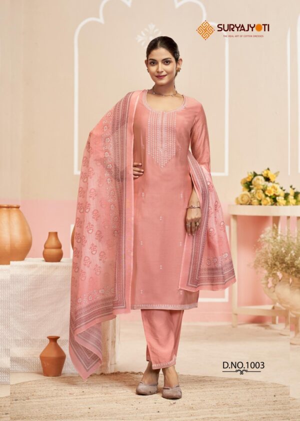 suryajyoti parineeti vol 1 series 1001-1006 roman modal silk wholesale suit  suryajyoti parineeti vol 1 series 1001-1006 roman modal silk wholesale suit , suryajyoti parineeti vol 1 series 1001-1006 roman modal silk wholesale suit  surat, suryajyoti parineeti vol 1 series 1001-1006 roman modal silk wholesale suit  new latest catalog, suryajyoti parineeti vol 1 series 1001-1006 roman modal silk wholesale suit  wholesale surat, suryajyoti parineeti vol 1 series 1001-1006 roman modal silk wholesale suit  single, suryajyoti parineeti vol 1 series 1001-1006 roman modal silk wholesale suit  catalog price, suryajyoti parineeti vol 1 series 1001-1006 roman modal silk wholesale suit  salwar suit, suryajyoti parineeti vol 1 series 1001-1006 roman modal silk wholesale suit  dresses, suryajyoti parineeti vol 1 series 1001-1006 roman modal silk wholesale suit  indian salwar suit, suryajyoti parineeti vol 1 series 1001-1006 roman modal silk wholesale suit  dress material suryajyoti parineeti vol 1 series 1001 1006 roman modal silk wholesale suit 6 2025 05 02 16 30 18 
                     suryajyoti parineeti vol 1 series 1001-1006 roman modal silk wholesale suit 
                     
                     
                     
                     Specification :
                     
                        
                           
						   
								Product Date:
								02-05-2025
							
                             							
								Name:
								Suryajyoti Parineeti Vol 1 Series 1001-1006 Roman Modal Silk Wholesale Suit 
							
																					
								Cname:
								Parineeti Vol 1
							
														
								Brand:
								Suryajyoti
							
							
														
								Total Design:
								6 Pcs
							
														
														
								Per Piece Rate:
								INR 715
							
														
														
								Full Catalog Rate:
								INR 4290								+ (5 % GST) + Shipping Charge
								
							
														
														
								Weight:
								6 Kg
							
																					
								Moq:
								Minimum 6 Pcs
							
														
														
														
								Type:
								Cotton Ladies Suits, Printed Salwar Kameez, Readymade Suits
							
														
							
							
														
								Fabric:
								
									Modal Silk								
							
																																																								
														
														
														
								Other Details:
								👫DEAR CUSTOMER👫

🙏WELCOME TO SURYAJYOTI

😍LAUNCHING OF SURYAJYOTI’S READYMADE NEW CATALOG

📕CATALOGUE:- PARINEETI VOL-1

👗TOP:- ROMAN MODAL SILK WITH NECK N FULL TOP EMBROIDERY WORK

🧣DUPATTA:- CHANDERI DIGITAL PRINT

👖BOTTOM:- ROMAN MODAL SILK WITH WORK

👚👖TOP BOTTOM BOTH STITCH
FULLY STITCHED👖👚

SIZE:- M L XL XXL 3XL
             WITH INNER

💸RATE:- 715/-

🧳PACKING:- EXCLUSIVE POUCH WITH BAG PACK

Always with you...👍
Team SURYAJYOTI
THANKS SIR/MADAM..🤝