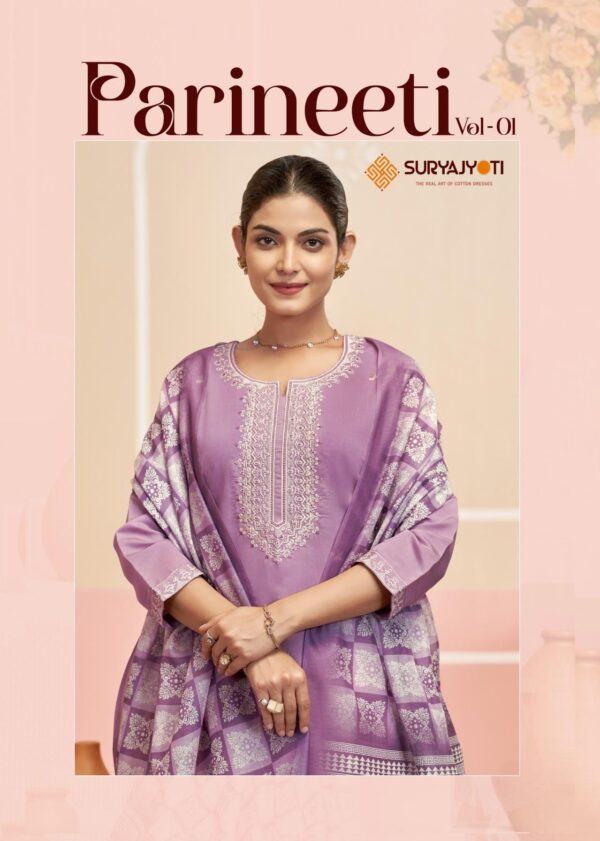 suryajyoti parineeti vol 1 series 1001-1006 roman modal silk wholesale suit  suryajyoti parineeti vol 1 series 1001-1006 roman modal silk wholesale suit , suryajyoti parineeti vol 1 series 1001-1006 roman modal silk wholesale suit  surat, suryajyoti parineeti vol 1 series 1001-1006 roman modal silk wholesale suit  new latest catalog, suryajyoti parineeti vol 1 series 1001-1006 roman modal silk wholesale suit  wholesale surat, suryajyoti parineeti vol 1 series 1001-1006 roman modal silk wholesale suit  single, suryajyoti parineeti vol 1 series 1001-1006 roman modal silk wholesale suit  catalog price, suryajyoti parineeti vol 1 series 1001-1006 roman modal silk wholesale suit  salwar suit, suryajyoti parineeti vol 1 series 1001-1006 roman modal silk wholesale suit  dresses, suryajyoti parineeti vol 1 series 1001-1006 roman modal silk wholesale suit  indian salwar suit, suryajyoti parineeti vol 1 series 1001-1006 roman modal silk wholesale suit  dress material suryajyoti parineeti vol 1 series 1001 1006 roman modal silk wholesale suit 7 2025 05 02 16 30 19 
                     suryajyoti parineeti vol 1 series 1001-1006 roman modal silk wholesale suit 
                     
                     
                     
                     Specification :
                     
                        
                           
						   
								Product Date:
								02-05-2025
							
                             							
								Name:
								Suryajyoti Parineeti Vol 1 Series 1001-1006 Roman Modal Silk Wholesale Suit 
							
																					
								Cname:
								Parineeti Vol 1
							
														
								Brand:
								Suryajyoti
							
							
														
								Total Design:
								6 Pcs
							
														
														
								Per Piece Rate:
								INR 715
							
														
														
								Full Catalog Rate:
								INR 4290								+ (5 % GST) + Shipping Charge
								
							
														
														
								Weight:
								6 Kg
							
																					
								Moq:
								Minimum 6 Pcs
							
														
														
														
								Type:
								Cotton Ladies Suits, Printed Salwar Kameez, Readymade Suits
							
														
							
							
														
								Fabric:
								
									Modal Silk								
							
																																																								
														
														
														
								Other Details:
								👫DEAR CUSTOMER👫

🙏WELCOME TO SURYAJYOTI

😍LAUNCHING OF SURYAJYOTI’S READYMADE NEW CATALOG

📕CATALOGUE:- PARINEETI VOL-1

👗TOP:- ROMAN MODAL SILK WITH NECK N FULL TOP EMBROIDERY WORK

🧣DUPATTA:- CHANDERI DIGITAL PRINT

👖BOTTOM:- ROMAN MODAL SILK WITH WORK

👚👖TOP BOTTOM BOTH STITCH
FULLY STITCHED👖👚

SIZE:- M L XL XXL 3XL
             WITH INNER

💸RATE:- 715/-

🧳PACKING:- EXCLUSIVE POUCH WITH BAG PACK

Always with you...👍
Team SURYAJYOTI
THANKS SIR/MADAM..🤝