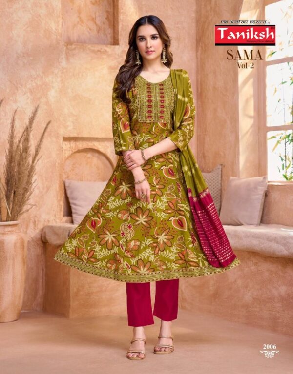 taniksh sama vol 2 series 2001-2006 VERTICAL wholesale readymade suit  taniksh sama vol 2 series 2001-2006 VERTICAL wholesale readymade suit , taniksh sama vol 2 series 2001-2006 VERTICAL wholesale readymade suit  surat, taniksh sama vol 2 series 2001-2006 VERTICAL wholesale readymade suit  new latest catalog, taniksh sama vol 2 series 2001-2006 VERTICAL wholesale readymade suit  wholesale surat, taniksh sama vol 2 series 2001-2006 VERTICAL wholesale readymade suit  single, taniksh sama vol 2 series 2001-2006 VERTICAL wholesale readymade suit  catalog price, taniksh sama vol 2 series 2001-2006 VERTICAL wholesale readymade suit  salwar suit, taniksh sama vol 2 series 2001-2006 VERTICAL wholesale readymade suit  dresses, taniksh sama vol 2 series 2001-2006 VERTICAL wholesale readymade suit  indian salwar suit, taniksh sama vol 2 series 2001-2006 VERTICAL wholesale readymade suit  dress material taniksh sama vol 2 series 2001 2006 vertical wholesale readymade suit 7 2025 05 11 23 02 24 
                     taniksh sama vol 2 series 2001-2006 VERTICAL wholesale readymade suit 
                     
                     
                     
                     Specification :
                     
                        
                           
						   
								Product Date:
								11-05-2025
							
                             							
								Name:
								Taniksh Sama Vol 2 Series 2001-2006 Vertical Wholesale Readymade Suit 
							
																					
								Cname:
								 Sama Vol 2
							
														
								Brand:
								Tanishk Fashion
							
							
														
								Total Design:
								6 Pcs
							
														
														
								Per Piece Rate:
								INR 830
							
														
														
								Full Catalog Rate:
								INR 4980								+ (5 % GST) + Shipping Charge
								
							
														
														
								Weight:
								6 Kg
							
																					
								Moq:
								Minimum 6 Pcs
							
														
														
														
								Type:
								Printed Salwar Kameez, Readymade Suits
							
														
							
							
														
								Fabric:
								
									Fancy								
							
																																																								
														
														
														
								Other Details:
								🙏🏻TANIKSH🙏🏻BRAND
(REDYMADE CATALOGUE) 
👗SAMA VOL 2 
✅TOP: VERTICAL FABRICS DISCHARGE PRINT
✅WITH EMBROIDERY WORK
✅BOTTOM: VERTICAN PENT 
✅DUPATTA:FANCY DUPATTA 
✅ ANARKALLI STYLE
✅SIZE:M,L,XL,XXL
💸RATE: 830/- 
✅BEST DESIGNS 
✅LATEST COLOURS
✅RICH COMBINATIONS 
🎒:Bag packing
😍hurry !!!book new
😍 Limited Editions