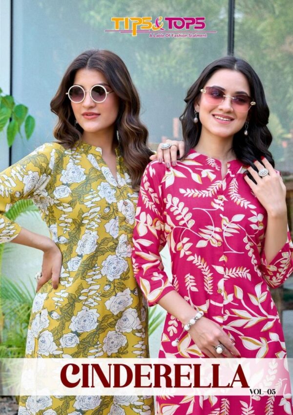 tips & tops cinderella vol 5 series 5001-5006 RAYON co-ord sets  tips & tops cinderella vol 5 series 5001-5006 RAYON co-ord sets, tips & tops cinderella vol 5 series 5001-5006 RAYON co-ord sets surat, tips & tops cinderella vol 5 series 5001-5006 RAYON co-ord sets new latest catalog, tips & tops cinderella vol 5 series 5001-5006 RAYON co-ord sets wholesale surat, tips & tops cinderella vol 5 series 5001-5006 RAYON co-ord sets single, tips & tops cinderella vol 5 series 5001-5006 RAYON co-ord sets catalog price, tips & tops cinderella vol 5 series 5001-5006 RAYON co-ord sets salwar suit, tips & tops cinderella vol 5 series 5001-5006 RAYON co-ord sets dresses, tips & tops cinderella vol 5 series 5001-5006 RAYON co-ord sets indian salwar suit, tips & tops cinderella vol 5 series 5001-5006 RAYON co-ord sets dress material tips tops cinderella vol 5 series 5001 5006 rayon co ord sets 2025 05 05 15 33 34 
                     tips & tops cinderella vol 5 series 5001-5006 RAYON co-ord sets
                     
                     
                     
                     Specification :
                     
                        
                           
						   
								Product Date:
								05-05-2025
							
                             							
								Name:
								Tips & Tops Cinderella Vol 5 Series 5001-5006 Rayon Co-ord Sets
							
																					
								Cname:
								Cinderella Vol 5 
							
														
								Brand:
								Tips & Tops
							
							
														
								Total Design:
								6 Pcs
							
														
														
								Per Piece Rate:
								INR 495
							
														
														
								Full Catalog Rate:
								INR 2970								+ (5 % GST) + Shipping Charge
								
							
														
														
								Weight:
								6 Kg
							
																					
								Moq:
								Minimum 6 Pcs
							
														
														
														
								Type:
								Cotton Kurtis, Printed Kurtis
							
														
							
							
														
								Fabric:
								
									Fancy Rayon								
							
																																																								
														
														
														
								Other Details:
								
	
		
			
			👏🏻👏🏻
			TIPS & TOPS
			Launching New Catalouge

			Catalouge : 💃 CINDERELLA Vol 05 💃

			 CO-ORD SET COLLECTION

			Fabric in Top : Heavy Reyon Print
			Spec. : Co-ord Set with Pocket
			Fabric in Bottom : Heavy Reyon Print

			Sleeves type : 3/4th
			No.of Designs : 6
			Size : M38, L40, XL42, XXL44, 3XL46
			Length : 44"

			Rate : 495 + GST 5%

			
			TIPS & TOPS 😊
			THANK YOU 🙏🏻
