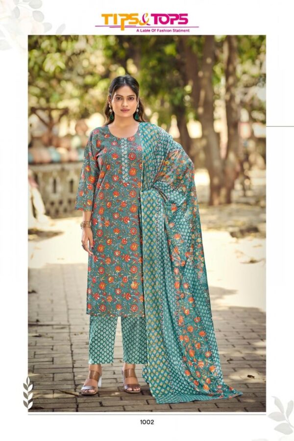 tips & tops summer fashion vol 9 series 1001-1006 cotton wholesale suit  tips & tops summer fashion vol 9 series 1001-1006 cotton wholesale suit , tips & tops summer fashion vol 9 series 1001-1006 cotton wholesale suit  surat, tips & tops summer fashion vol 9 series 1001-1006 cotton wholesale suit  new latest catalog, tips & tops summer fashion vol 9 series 1001-1006 cotton wholesale suit  wholesale surat, tips & tops summer fashion vol 9 series 1001-1006 cotton wholesale suit  single, tips & tops summer fashion vol 9 series 1001-1006 cotton wholesale suit  catalog price, tips & tops summer fashion vol 9 series 1001-1006 cotton wholesale suit  salwar suit, tips & tops summer fashion vol 9 series 1001-1006 cotton wholesale suit  dresses, tips & tops summer fashion vol 9 series 1001-1006 cotton wholesale suit  indian salwar suit, tips & tops summer fashion vol 9 series 1001-1006 cotton wholesale suit  dress material tips tops summer fashion vol 9 series 1001 1006 cotton wholesale suit 5 2025 05 02 16 39 40 
                     tips & tops summer fashion vol 9 series 1001-1006 cotton wholesale suit 
                     
                     
                     
                     Specification :
                     
                        
                           
						   
								Product Date:
								02-05-2025
							
                             							
								Name:
								Tips & Tops Summer Fashion Vol 9 Series 1001-1006 Cotton Wholesale Suit 
							
																					
								Cname:
								 Summer Fashion Vol 9
							
														
								Brand:
								Tips & Tops
							
							
														
								Total Design:
								6 Pcs
							
														
														
								Per Piece Rate:
								INR 540
							
														
														
								Full Catalog Rate:
								INR 3240								+ (5 % GST) + Shipping Charge
								
							
														
														
								Weight:
								6 Kg
							
																					
								Moq:
								Minimum 6 Pcs
							
														
														
														
								Type:
								Cotton Ladies Suits, Printed Salwar Kameez, Readymade Suits
							
														
							
							
														
								Fabric:
								
									Cotton								
							
																																																								
														
														
														
								Other Details:
								👏🏻👏🏻
TIPS & TOPS
Launching New Catalouge

Catalouge : 💃 SUMMER FASHION Vol 09 💃

 Summer Collection 3pc set

Fabric in Top : Cotton Print
Fabric in Bottom : Cotton Print
Fabric in Dupatta : Cotton Mal Print

Sleeves type : 3/4th
No.of Designs : 6
Size : M38, L40, XL42, XXL44, 3XL46
Length : 44"

Rate : 540/- + GST 5%


TIPS & TOPS 😊
THANK YOU 🙏🏻