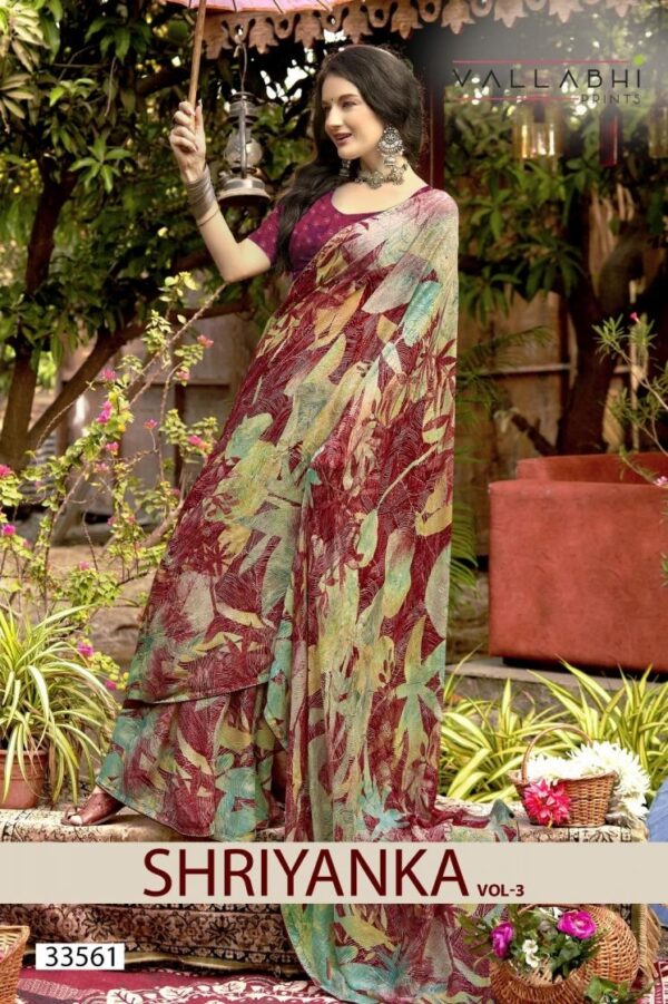 vallabhi prints shriyanka vol 3 series 33561-33566 chiffon wholesale saree  vallabhi prints shriyanka vol 3 series 33561-33566 chiffon wholesale saree, vallabhi prints shriyanka vol 3 series 33561-33566 chiffon wholesale saree surat, vallabhi prints shriyanka vol 3 series 33561-33566 chiffon wholesale saree new latest catalog, vallabhi prints shriyanka vol 3 series 33561-33566 chiffon wholesale saree wholesale surat, vallabhi prints shriyanka vol 3 series 33561-33566 chiffon wholesale saree single, vallabhi prints shriyanka vol 3 series 33561-33566 chiffon wholesale saree catalog price, vallabhi prints shriyanka vol 3 series 33561-33566 chiffon wholesale saree salwar suit, vallabhi prints shriyanka vol 3 series 33561-33566 chiffon wholesale saree dresses, vallabhi prints shriyanka vol 3 series 33561-33566 chiffon wholesale saree indian salwar suit, vallabhi prints shriyanka vol 3 series 33561-33566 chiffon wholesale saree dress material vallabhi prints shriyanka vol 3 series 33561 33566 chiffon wholesale saree 2025 05 11 22 54 01 
                     vallabhi prints shriyanka vol 3 series 33561-33566 chiffon wholesale saree
                     
                     
                     
                     Specification :
                     
                        
                           
						   
								Product Date:
								11-05-2025
							
                             							
								Name:
								Vallabhi Prints Shriyanka Vol 3 Series 33561-33566 Chiffon Wholesale Saree
							
																					
								Cname:
								Shriyanka Vol 3
							
														
								Brand:
								Vallabhi Prints
							
							
														
								Total Design:
								6 Pcs
							
														
														
								Per Piece Rate:
								INR 615
							
														
														
								Full Catalog Rate:
								INR 3690								+ (5 % GST) + Shipping Charge
								
							
														
														
								Weight:
								6 Kg
							
																					
								Moq:
								Minimum 6 Pcs
							
														
														
														
								Type:
								Printed Sarees
							
														
							
							
														
								Fabric:
								
									Chiffon								
							
																																																								
														
														
														
								Other Details:
								
	
		
			
			VALLABHI PRINTS COLLECTION
			CATALOG : SHRIYANKA-03
			SET : 6 PCS
			PATTERN : FLORAL PRINT WITH PIPING BORDER
			FABRIC : CHIFFON
			RATE : 615/- 