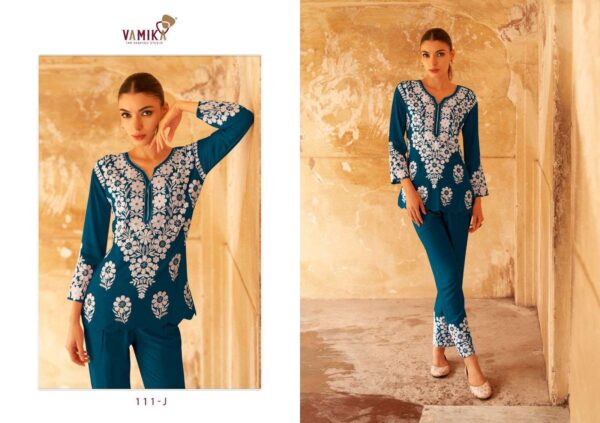 vamika - veronica vol-2   vamika veronica vol 2 colors exclusive designer readymade cord set or party wear wholesale surat 0 2025 05 24 15 05 22.jpg vamika veronica vol-2 colors exclusive designer readymade cord set or party wear wholesale surat Catalogue Name : 24th May 2025 Name of Product : vamika - veronica vol-2  No of Design : 5 Piece (MOQ : 1 Set) Product Rate Per Piece : ₹ 899 / Per Piece Product Full Catalogue Rate : ₹ 4495 (GST Extra) Full Catalogue Weight : 5 KG Product Type & Size: XXL Product Details: 
					 Dear Sir/Madam
Vamika

Presents 
For This season Presenting Exclusive Super Hit Code Set  
Catalogue Name:-
VERONICA Vol-2 Gold
(5Pcs)
(D.NO.111F To 111J)

Fabrics Details:-
Top:- Hevy REYON With squeans Work 
PANT :- Hevy REYON 

Size- ONLY XXL-44

Des.Total:-5Pcs

Rate:-899/-GST EXTRA)

White Thread  all design
Dispatch:-Next Week

Hurry Up Book your Order Now

 Thanks For Your Kind Support 
