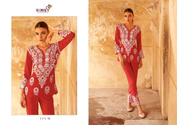 vamika - veronica vol-2   vamika veronica vol 2 colors exclusive designer readymade cord set or party wear wholesale surat 4 2025 05 24 15 05 22.jpg vamika veronica vol-2 colors exclusive designer readymade cord set or party wear wholesale surat Catalogue Name : 24th May 2025 Name of Product : vamika - veronica vol-2  No of Design : 5 Piece (MOQ : 1 Set) Product Rate Per Piece : ₹ 899 / Per Piece Product Full Catalogue Rate : ₹ 4495 (GST Extra) Full Catalogue Weight : 5 KG Product Type & Size: XXL Product Details: 
					 Dear Sir/Madam
Vamika

Presents 
For This season Presenting Exclusive Super Hit Code Set  
Catalogue Name:-
VERONICA Vol-2 Gold
(5Pcs)
(D.NO.111F To 111J)

Fabrics Details:-
Top:- Hevy REYON With squeans Work 
PANT :- Hevy REYON 

Size- ONLY XXL-44

Des.Total:-5Pcs

Rate:-899/-GST EXTRA)

White Thread  all design
Dispatch:-Next Week

Hurry Up Book your Order Now

 Thanks For Your Kind Support 