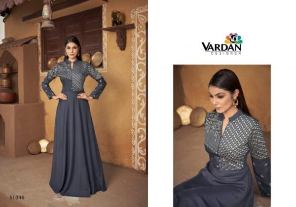VARDAN SUGAR VOL-2 Heavy Maslin With Heavy Embroidery Inner Stiched gown - Image 5