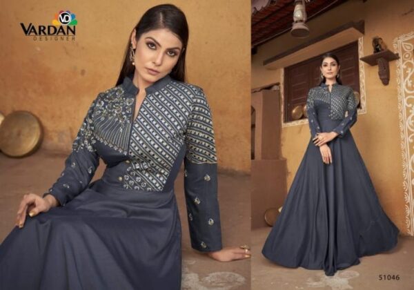 VARDAN SUGAR VOL-2 Heavy Maslin With Heavy Embroidery Inner Stiched gown - Image 6