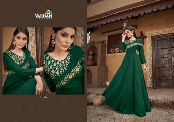 VARDAN SUGAR VOL-2 Heavy Maslin With Heavy Embroidery Inner Stiched gown - Image 7